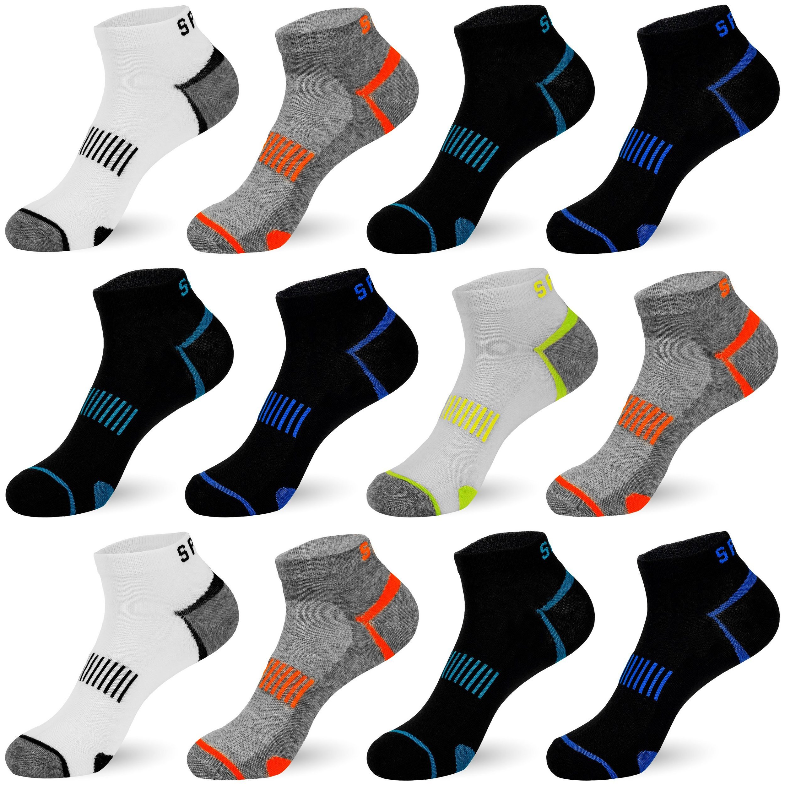 Image of 12 Pairs Of Unisex Cotton , Breathable, Cuff, For Sports And Leisure, Short Socks
