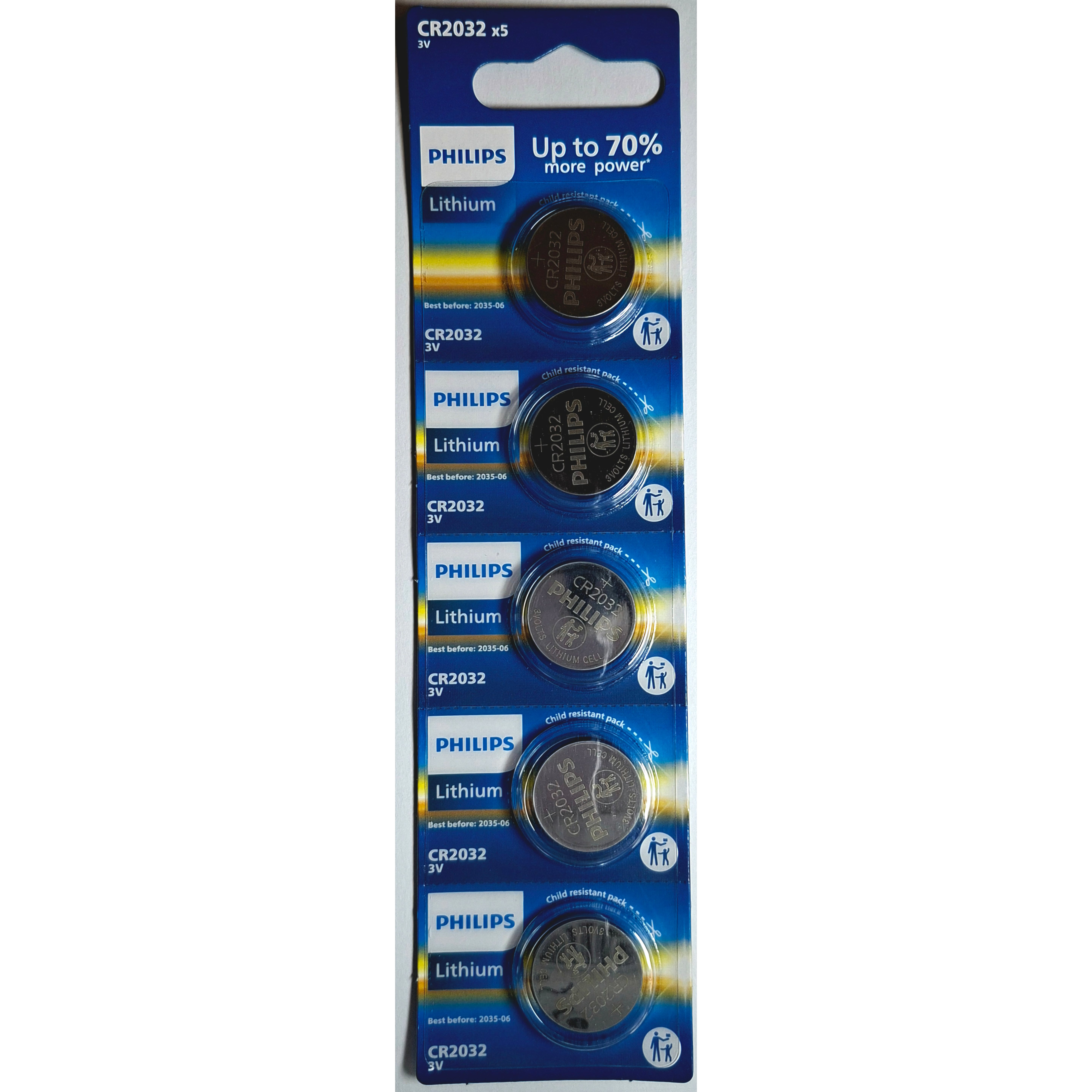 TEMU Philips CR2032 Blister de 5 - Piles Bouton - 3 V Lithium Batterie Longue Durée