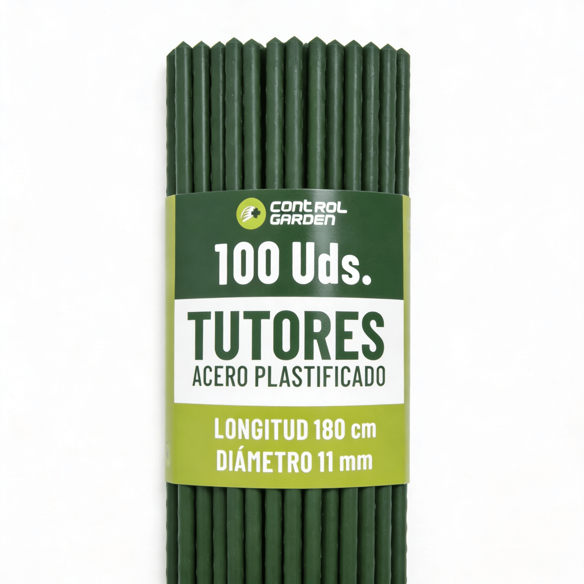 TEMU CONTROL GARDEN Pack 100 Tutores de Acero Plastificado para Plantas 180 cm Ø 11 mm | Varillas Crecimiento Plantas | Soporte Interior y Exterior