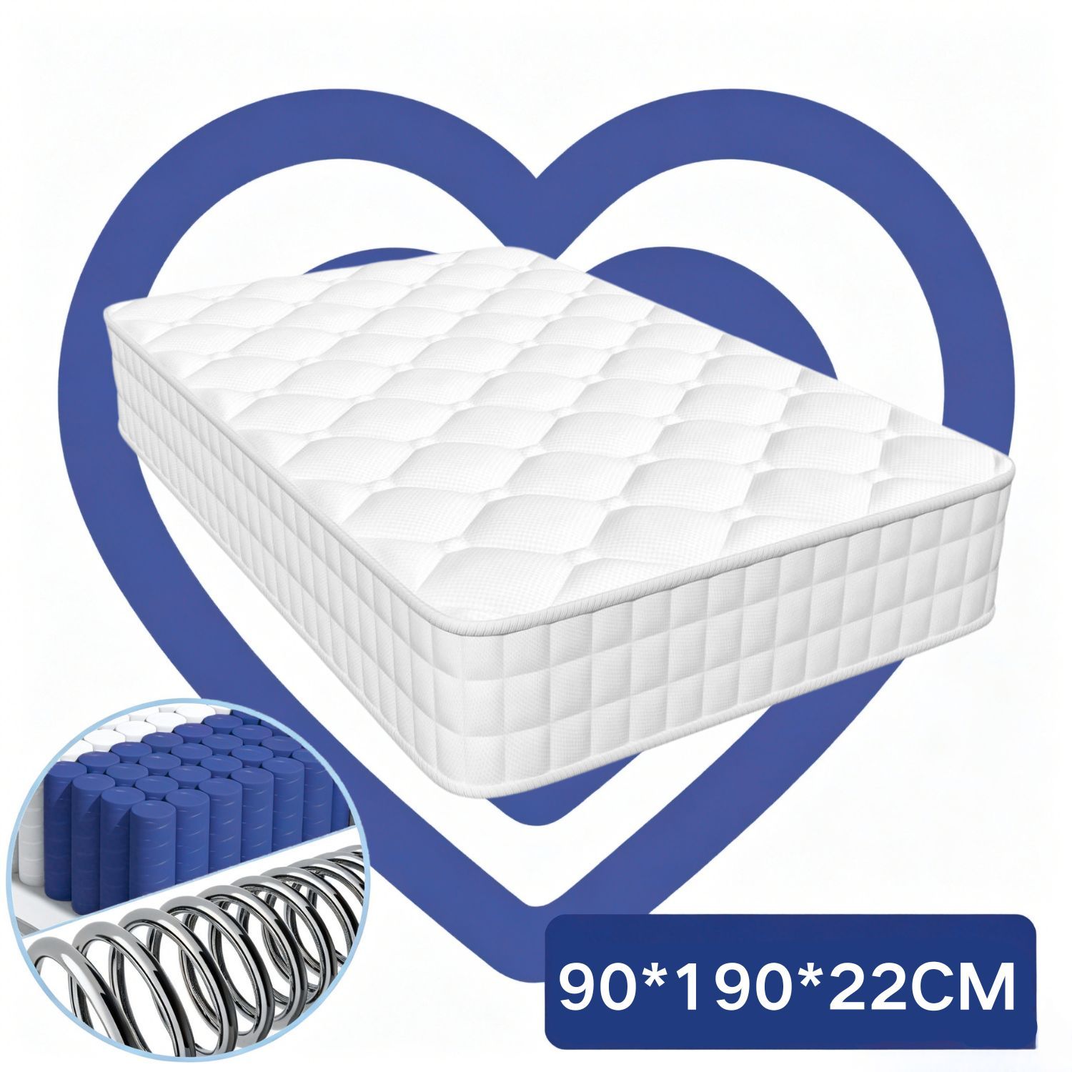 Image of Daynee Mattress 90x190/90x200/140x190/140x200/160x200cm, Height 22cm, Premium Mattress, Removable Washable Fitted Sheet, Ergonomic 7-zone Mattress, Firmness Level H3, , Mattress For Adults