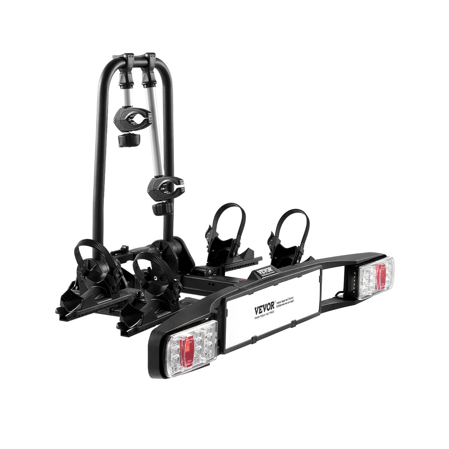 Image of Vevor Bicycle Rack, Bike Carrier Fits 5 Cm Receivers, Bicycle Carrier For 2 Bikes Up To 65 Kg Load Capacity, Folding And Lockable Bike Rack For E-bikes With Tail Light