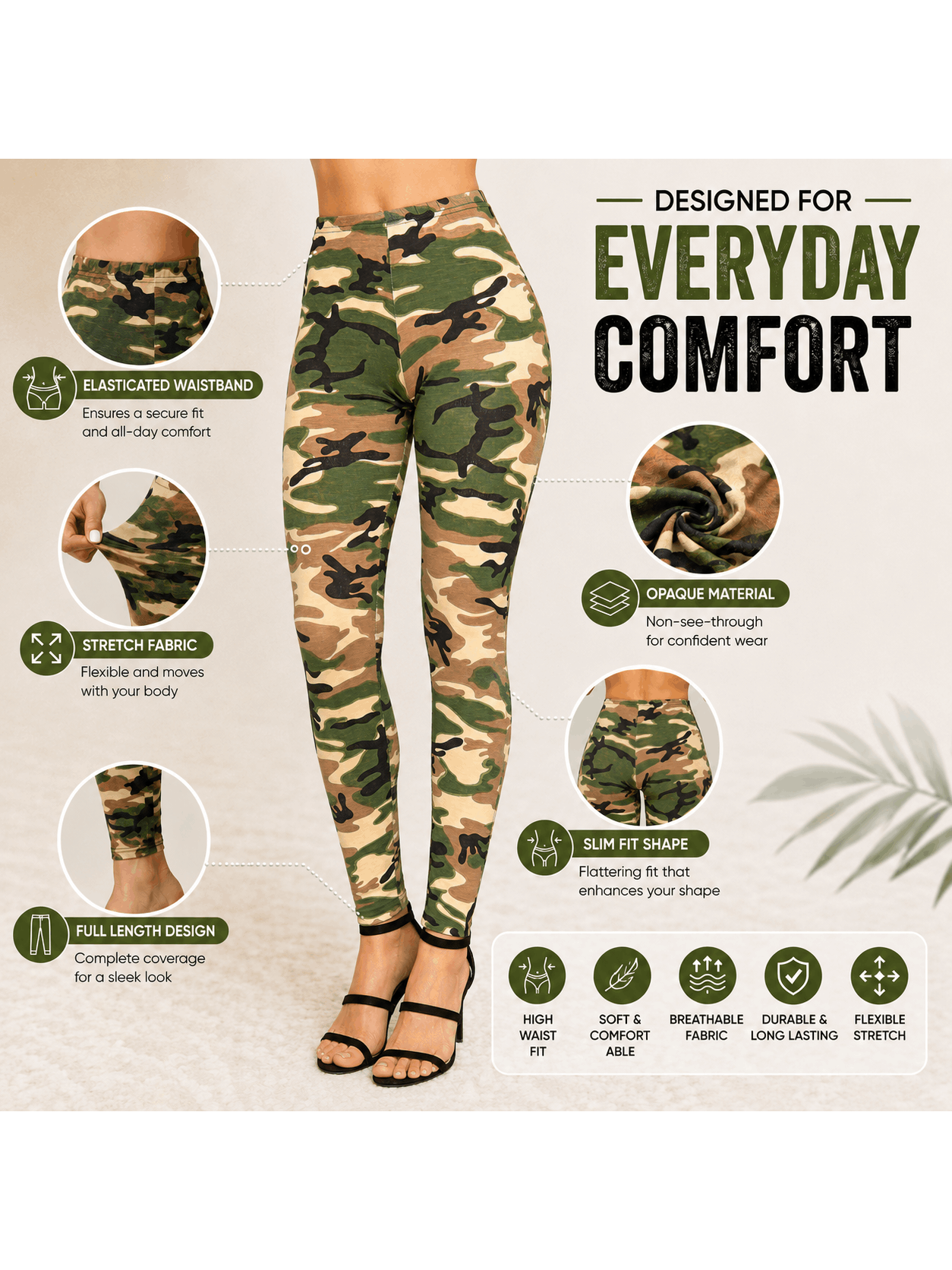 Womens Camouflage Printed Cotton Leggings
