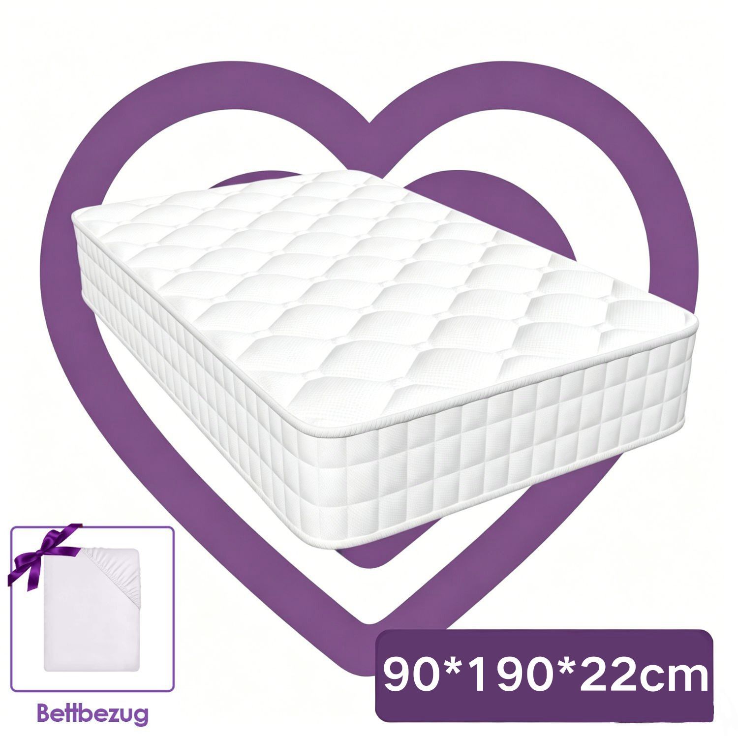 Image of Daynee Mattress 90/140x200, 90/140x190, 160x200cm, Height 22cm, Premium Mattress, Removable Washable Fitted Sheet, Ergonomic 7-zone Mattress, Firmness Level H3, , Mattress For Adults