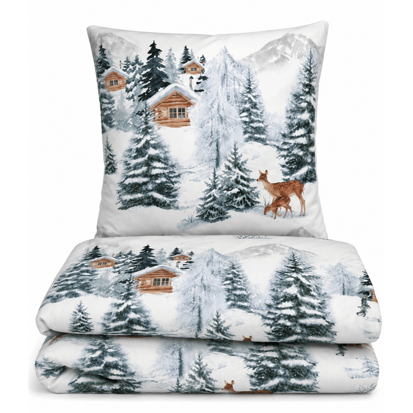 Image of Beaver Bed Linenwinter Christmas Elf Deer Motif | Warm Cozy Bed Linen Set 135x200 & 155x220 Cm