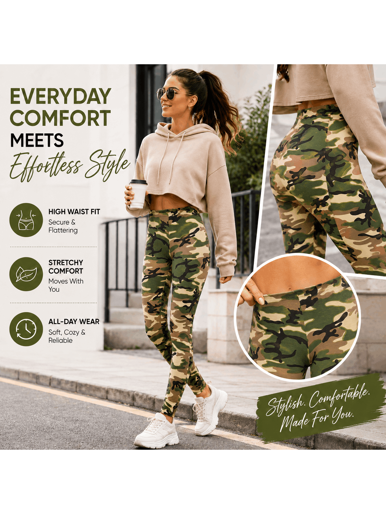 Womens Camouflage Printed Cotton Leggings