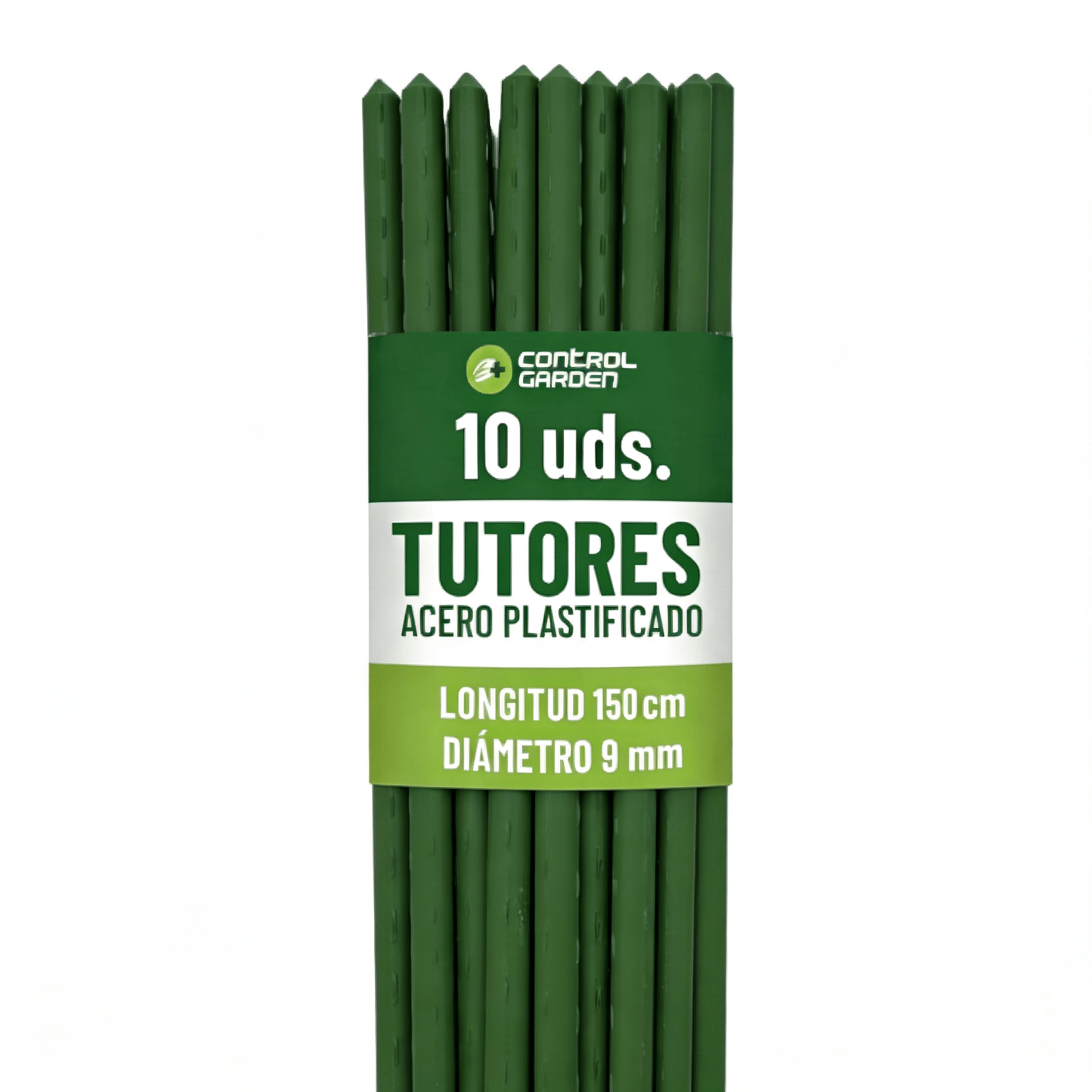 TEMU CONTROL GARDEN Pack 10 Tutores de Acero Plastificado para Plantas 150cm Ø | Varillas Crecimiento Plantas | Soporte Interior y Exterior