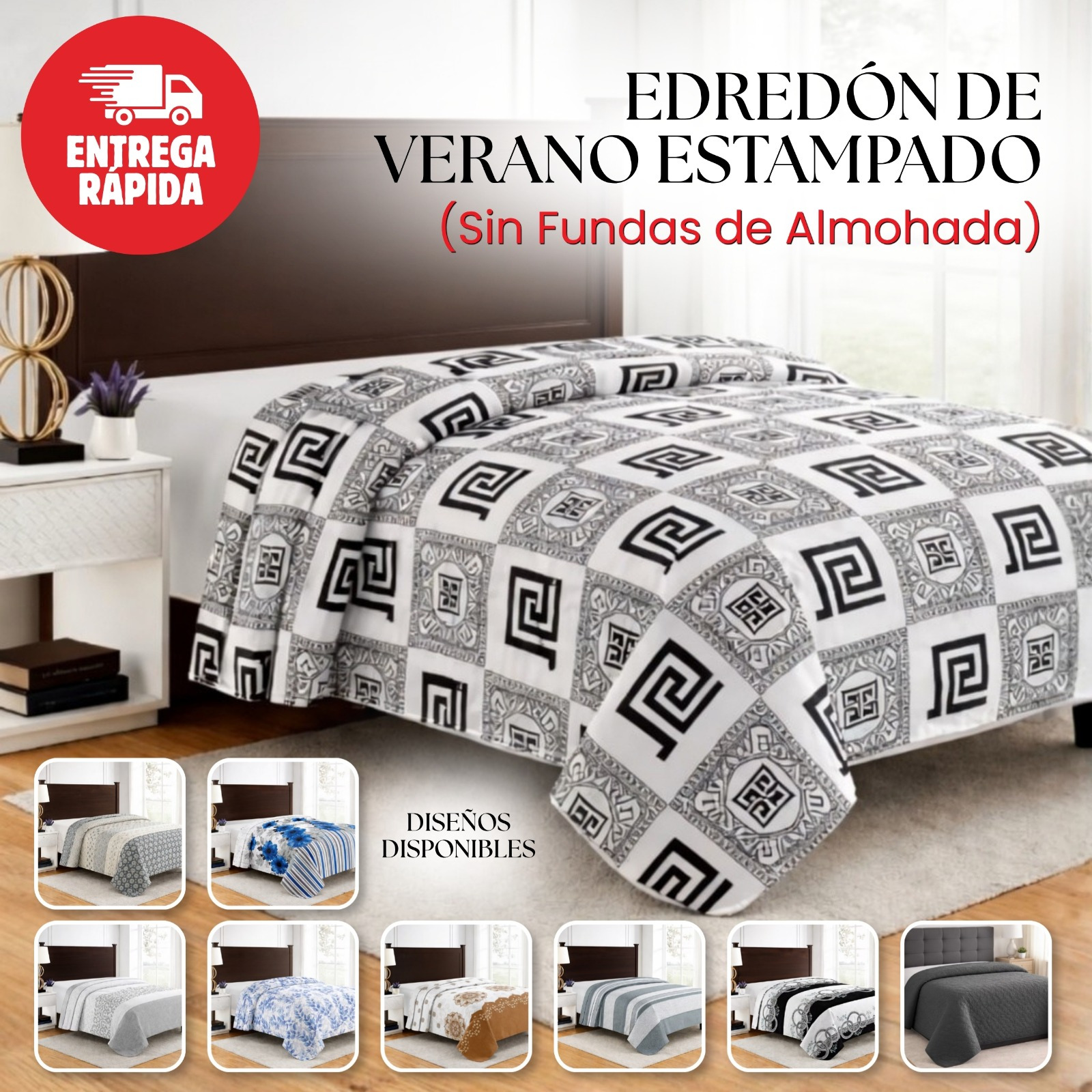 TEMU Colcha Verano Estampada Reversible – Microfibra y Duradera, Antiárrugas, Secado Rápido, para Cama Individual 90 y – Sin Fundas de Almohada