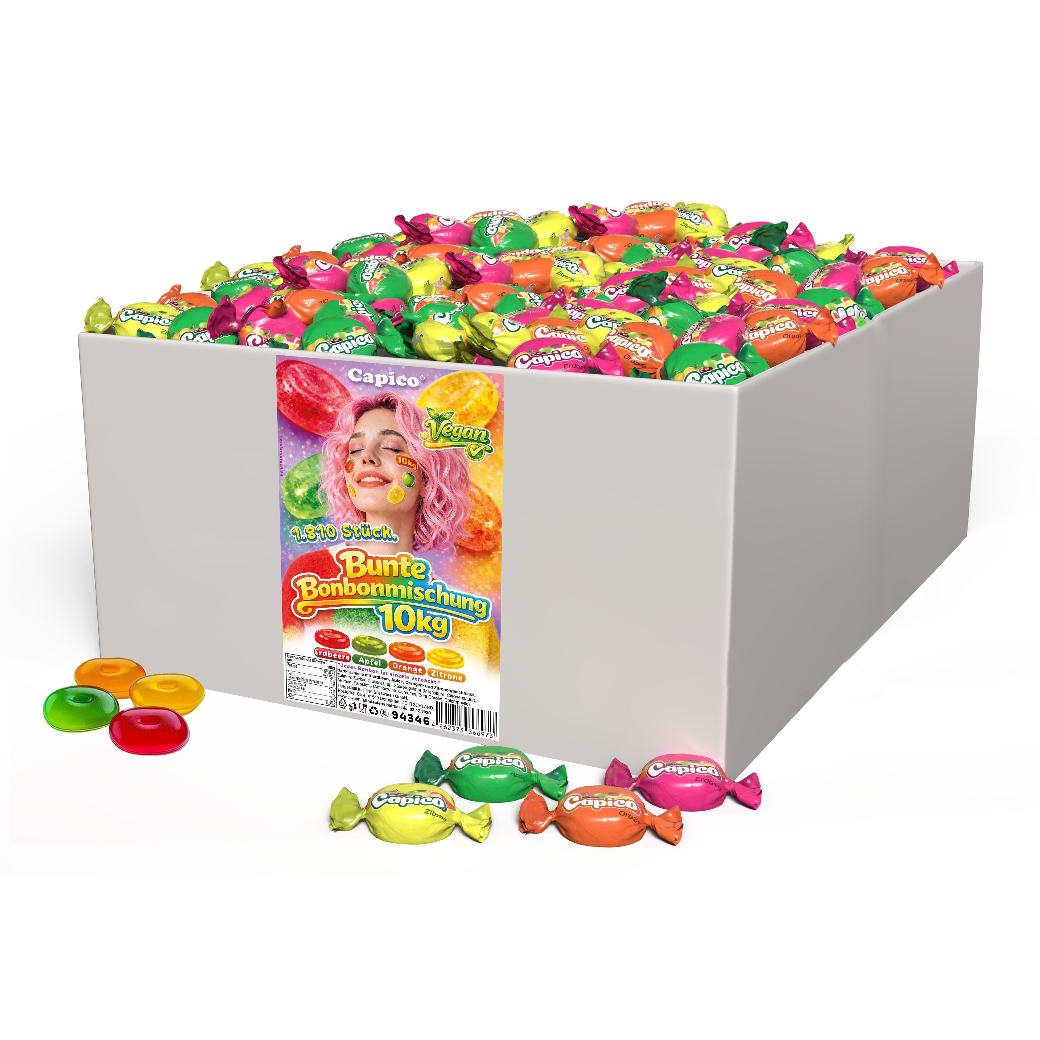 E-shop Capico 10kg Bonbonmischung Großpackung (ca. 1600 Stk./ 2x5kg) für Wurfmaterial, Karneval, Fasching, Wurfware, Feiern oder Geburtstag