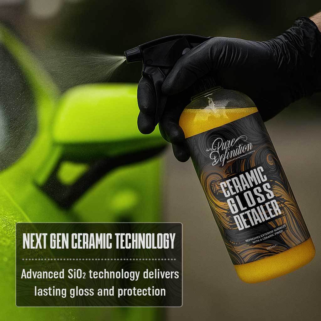 ceramic gloss detailer car detailing spray   coating for vehicle paintwork si02     water repellent   uv protection versatile for paintwork glass mirrors and trim