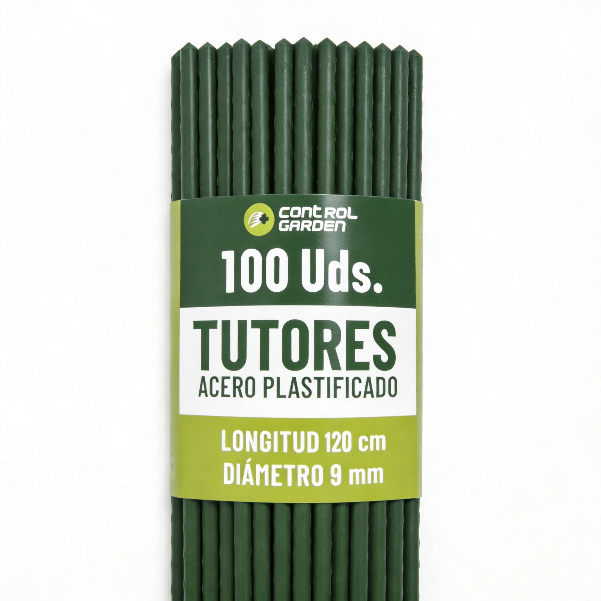 TEMU CONTROL GARDEN Pack 100 Tutores de Acero Plastificado para Plantas 120 cm Ø | Varillas Crecimiento Plantas | Soporte Interior y Exterior (100)