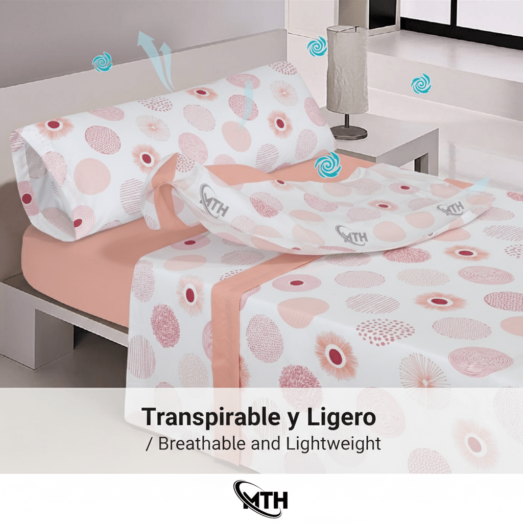 TEMU Juego de Cama Estampado de 3 Piezas con para Almohada Cilíndrica (1 para Almohada Cilíndrica, 1 Sábana Encimera, 1 Sábana Bajera Ajustable),