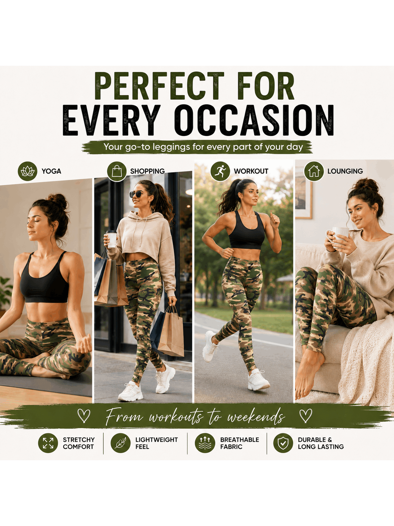 Womens Camouflage Printed Cotton Leggings