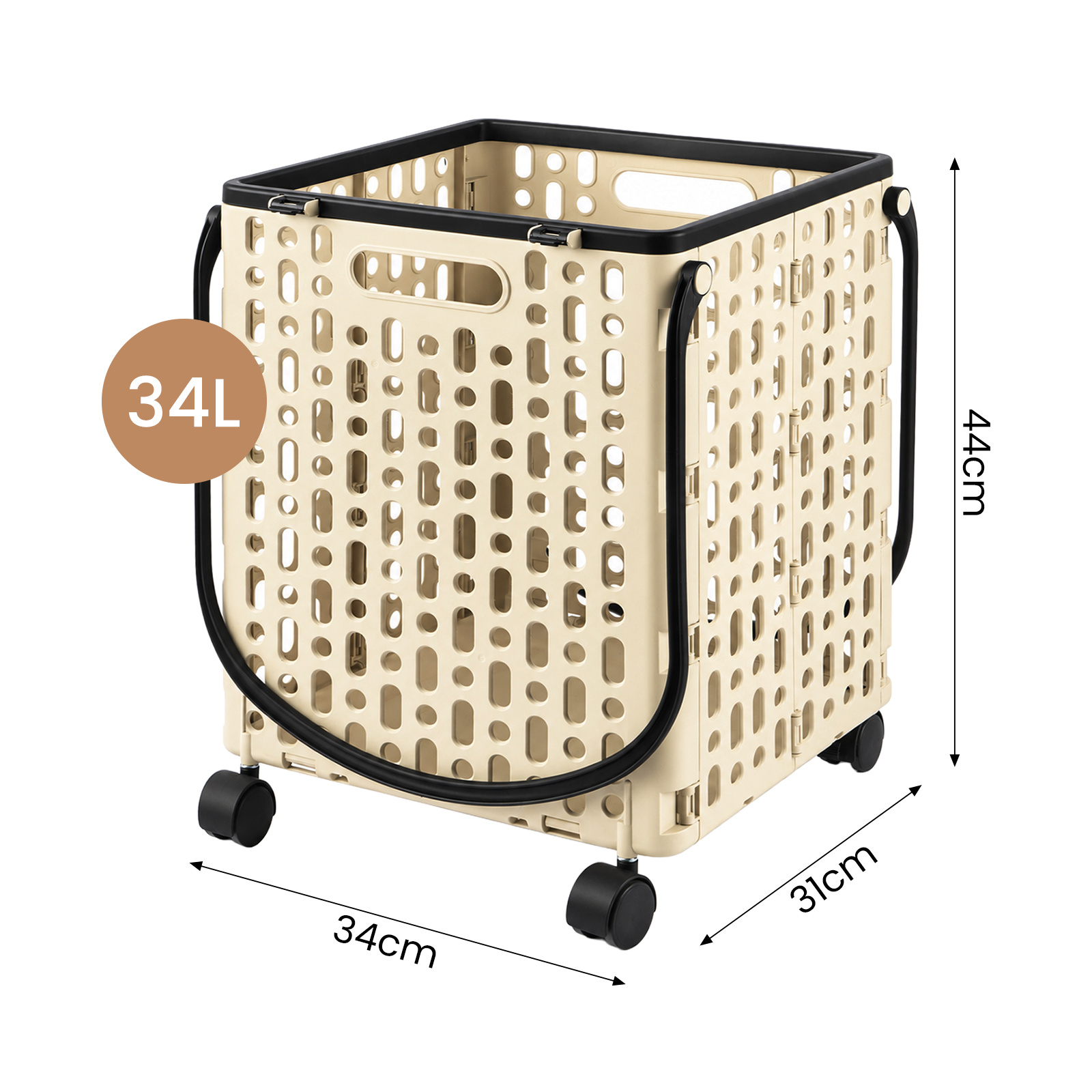 TEMU 21/27/34l Large Capacity Foldable Shopping Trolley, Portable Utility Cart With Ergonomic Double Handle, 360° For Home & Supermarket Use