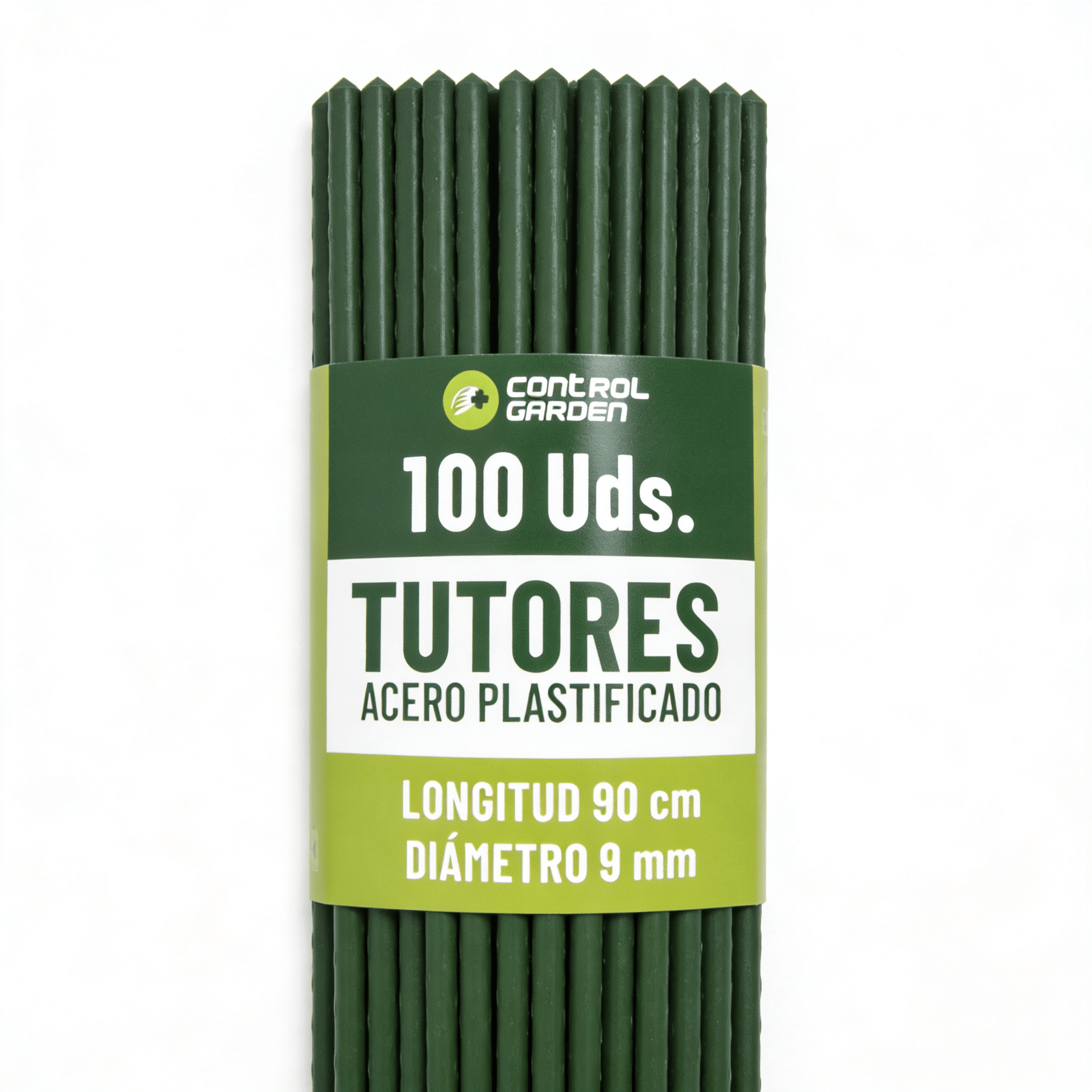 TEMU CONTROL GARDEN Pack 100 Tutores de Acero Plastificado para Plantas 90 cm Ø | Varillas Crecimiento Plantas | Soporte Interior y Exterior (100)