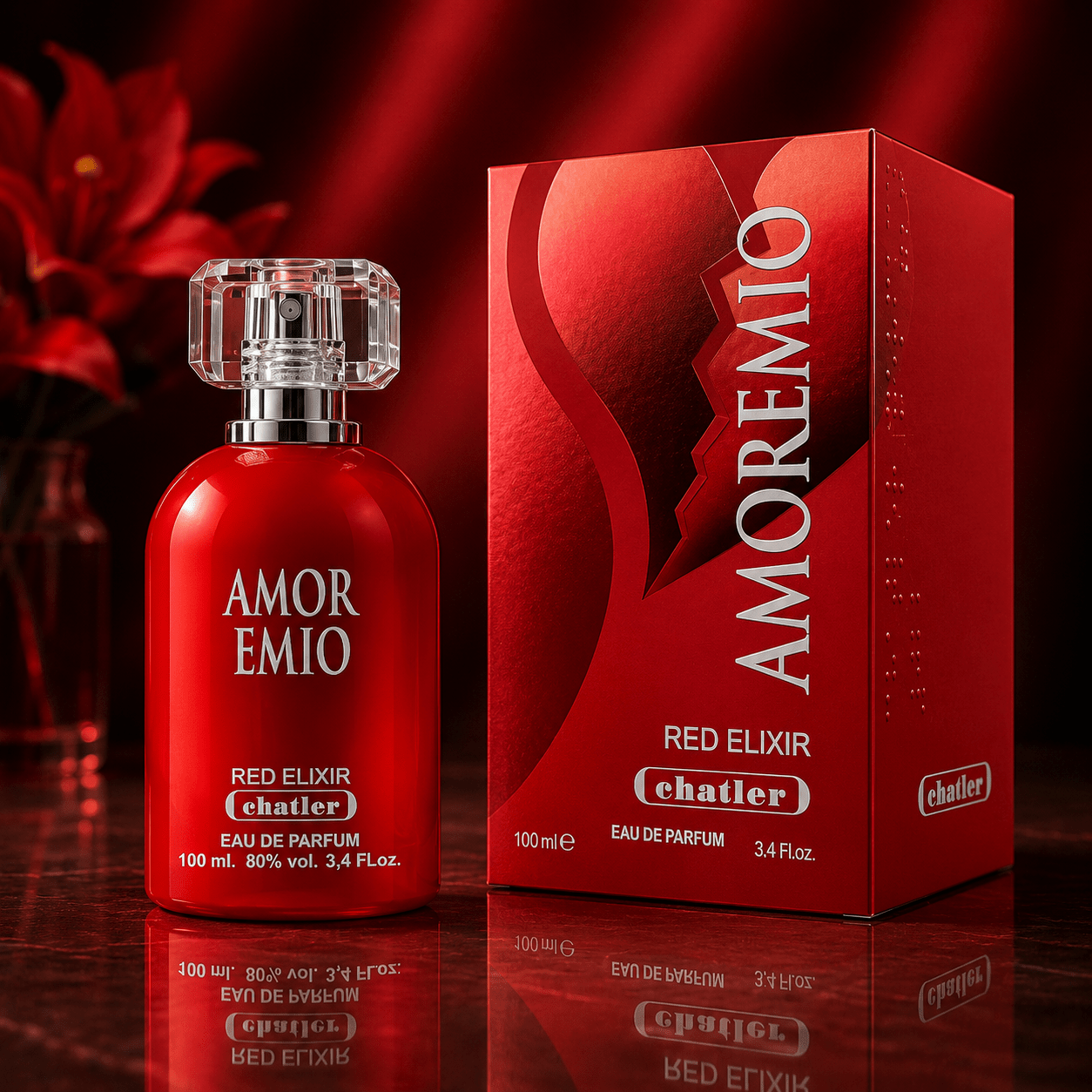 Everlyx - Amoremo Red De Chatler Eau De Parfum 100ml, Sweet And Warm With Fruity Notes And Base, Enveloping And Long-lasting Feminine Fragrance