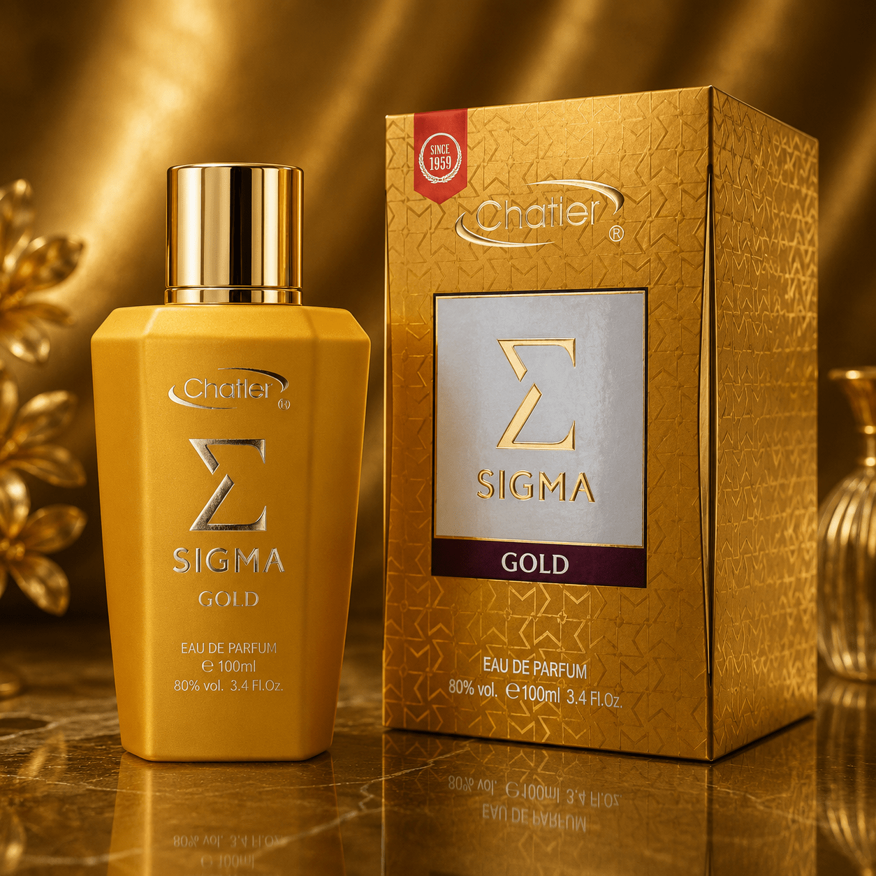 TEMU Everlyx - Parfum Sigma Gold de Chatler, 100 ml - Fragrance pour Homme et aux Notes Boisées et Accents Épicés - Parfum Moderne, Puissant et