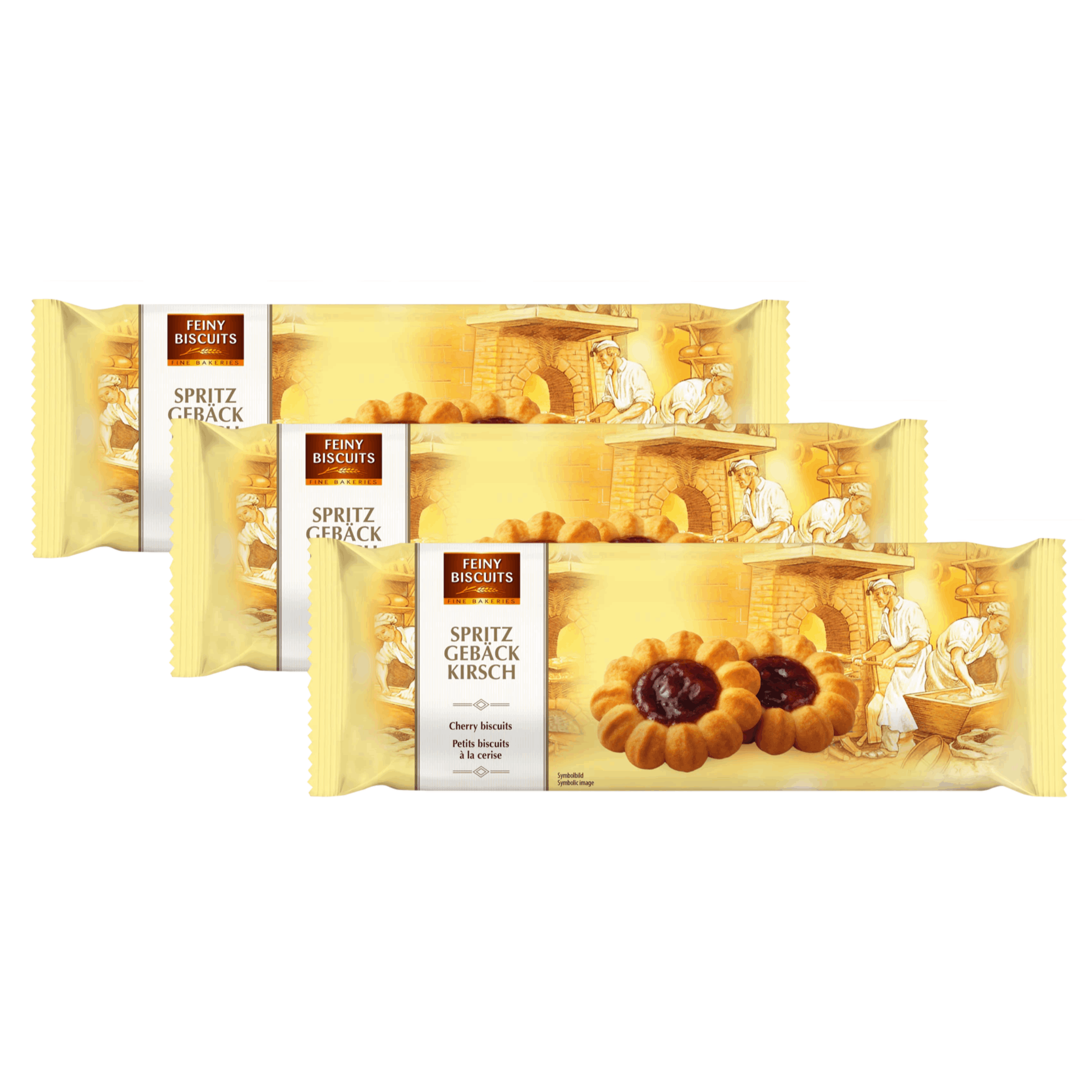 Feiny Cherry Spritz – 3-pack (3 × 235 G) | Delicate Butter Spritz With Fruity Cherry Filling