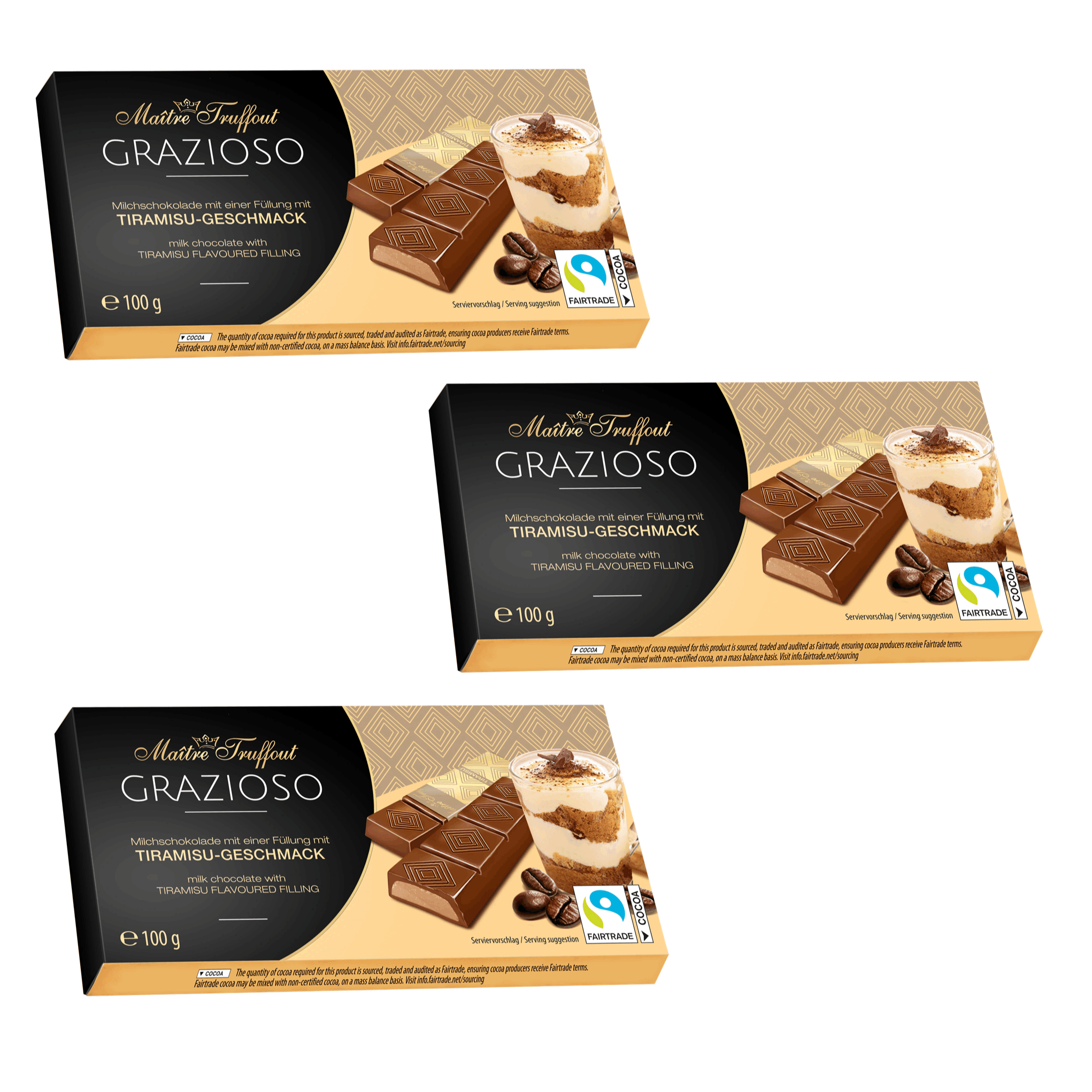 Grazioso Milk Chocolate With Tiramisu Cream 3x100g