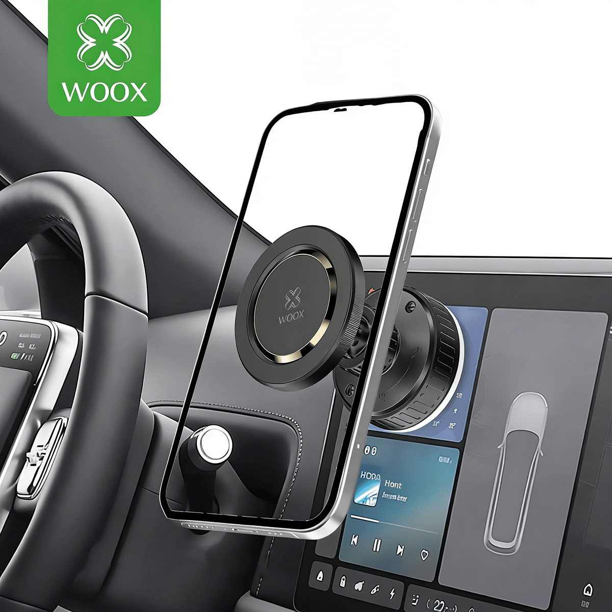 TEMU Soporte Magnético para Teléfono de Coche con de Vacío Woox, , 360°, con Base de Nanoventosa, Diseño Universal , Negro