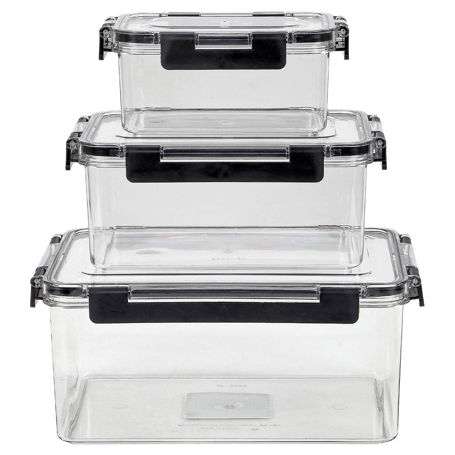 TEMU 3pcs Stackable Food Storage Container Set – Small, Medium & Large Sizes, Round And Square Plastic Containers With Airtight Leakproof Lids,