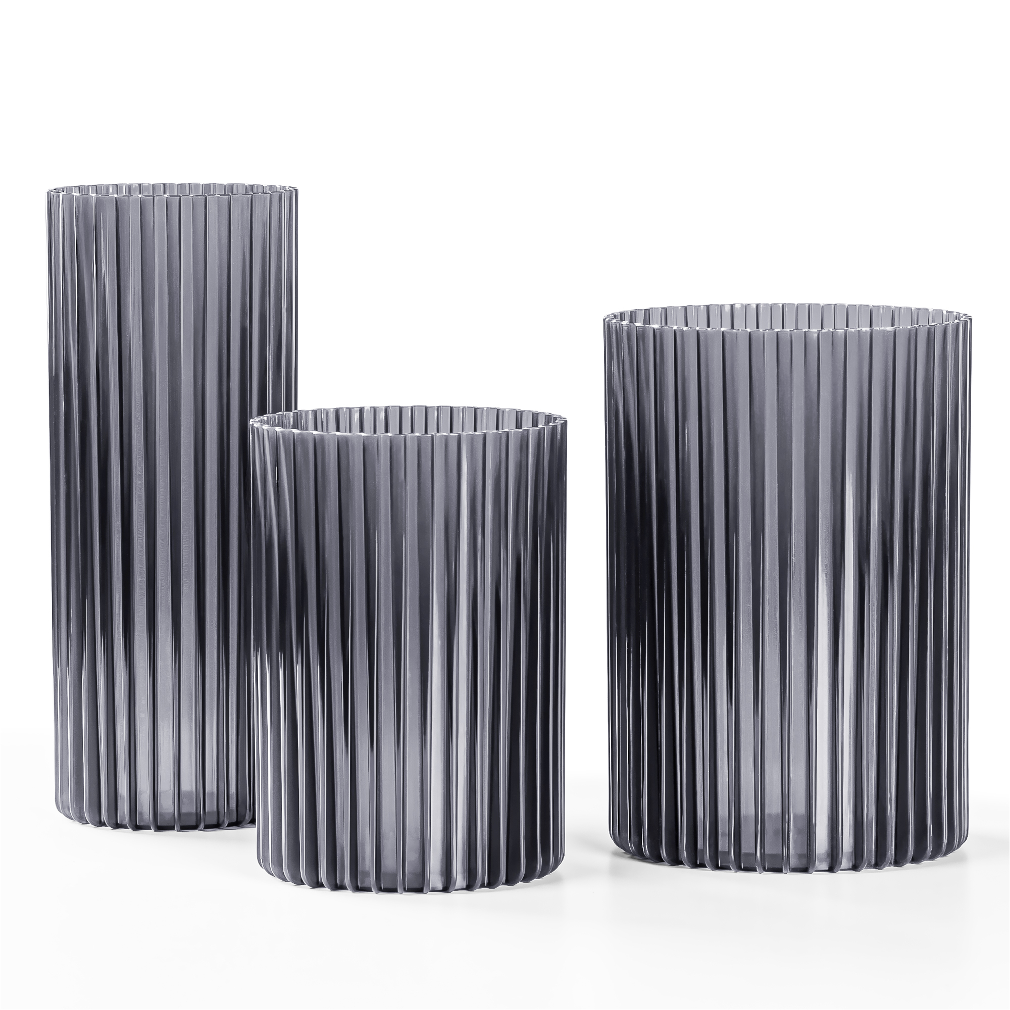 Vase Set Of 3 – Vase, Shatterproof Plastic Cylinder Vases For Flower Arrangements, Wedding Centerpieces, Diy (12.3x17.8/10.3x14.8/8.8x21.7 Cm)