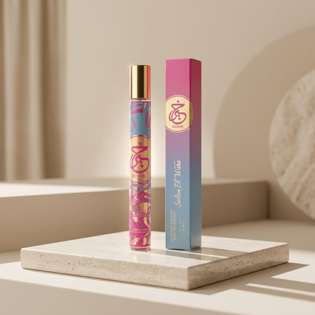 TEMU Collection Eau De Parfum 35 Ml – El Waha – Luxury Rose & Blue Spray Bottle – Gold Accents