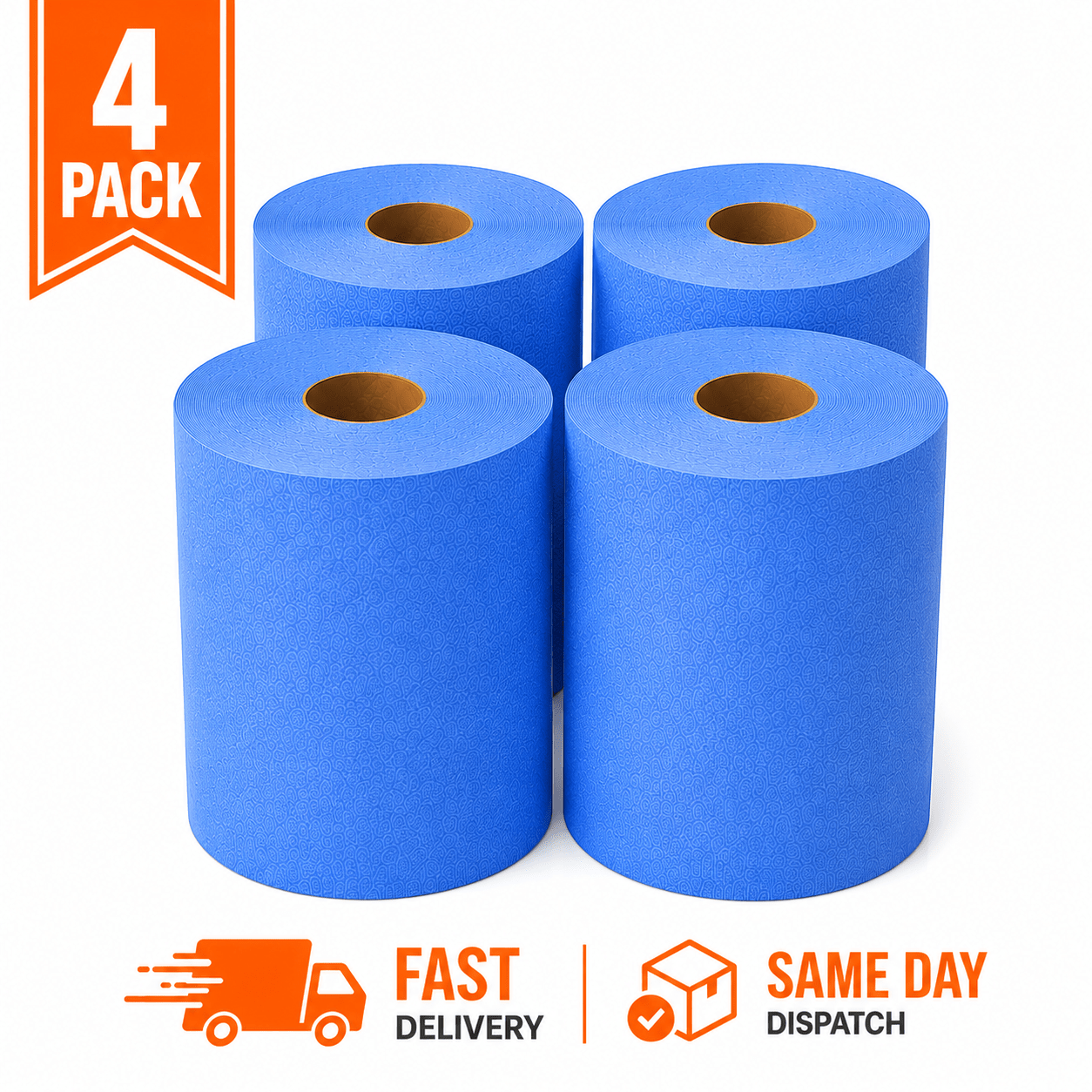 TEMU Manodu 4 Pack Blue Rolls Heavy Duty Cleaning Paper Rolls For Kitchen Garage Workshop Office Absorbent Wiping Rolls Centre Pull Tissue Roll Bulk