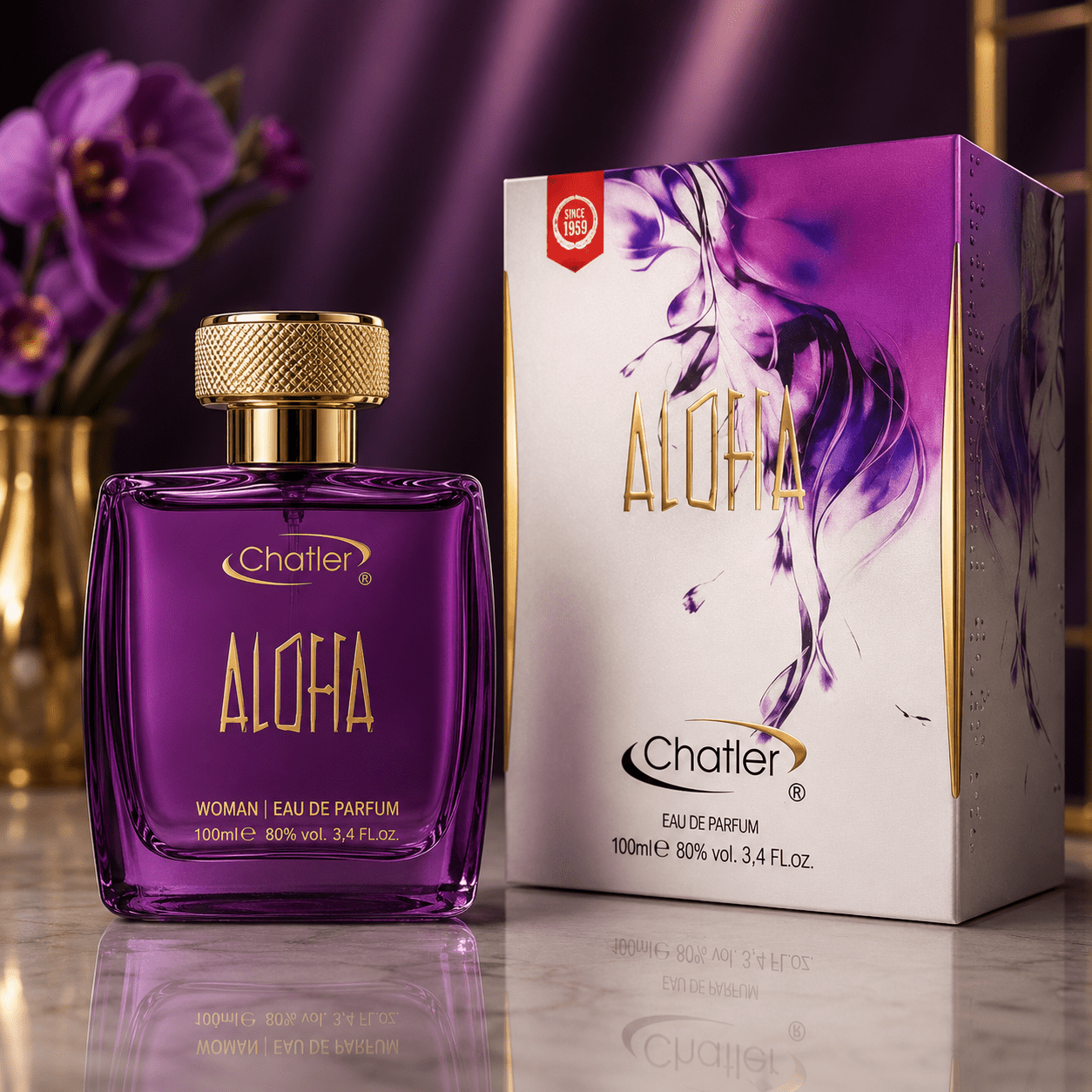 E-shop Everlyx - Aloha de Chatler Eau de Parfum 100ml, süßer und blumiger femininer Duft mit exotischen und frischen Noten, leichter und umhüllender