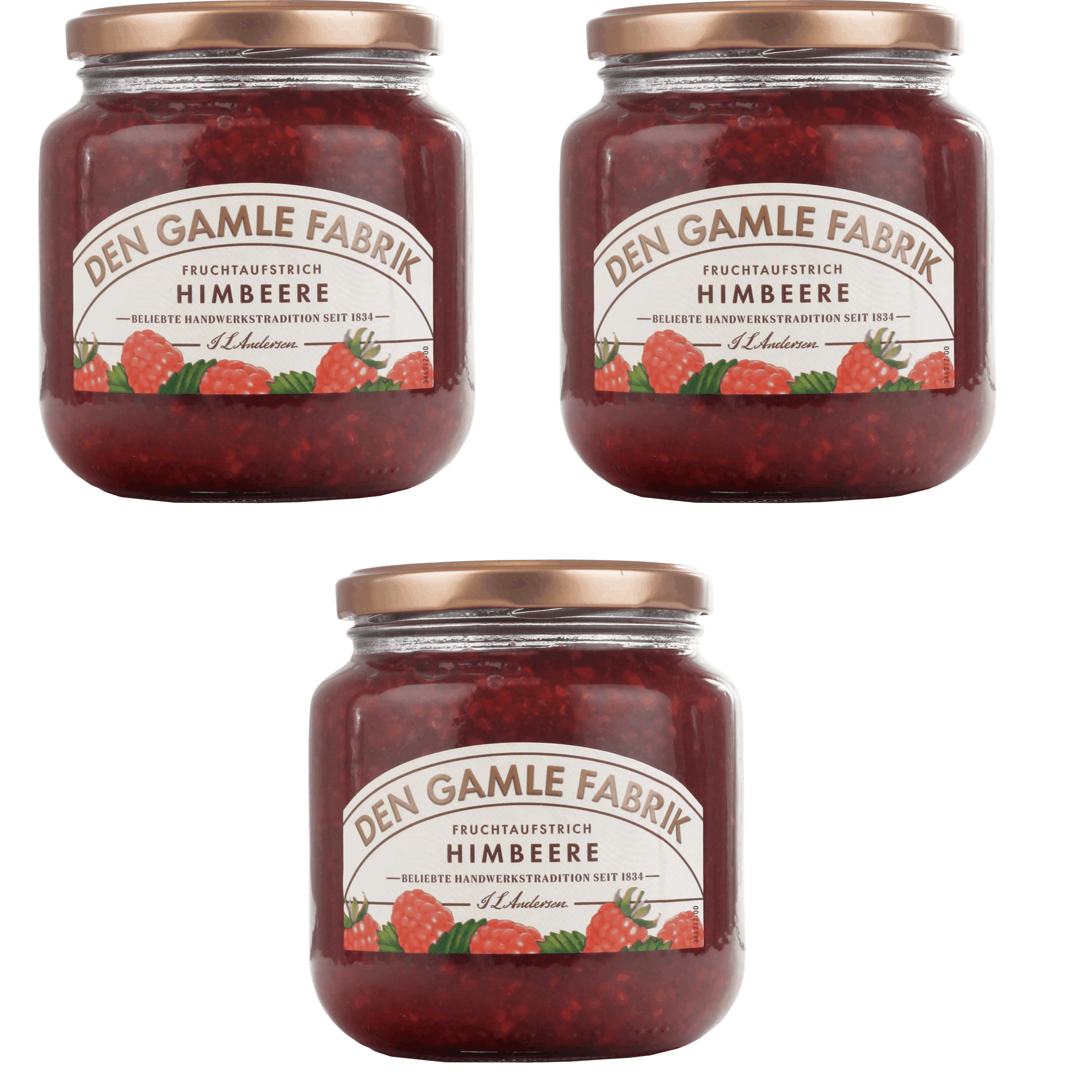 The Old Factory Raspberry Jam - Gourmet Fruit Jam 3 X 600g