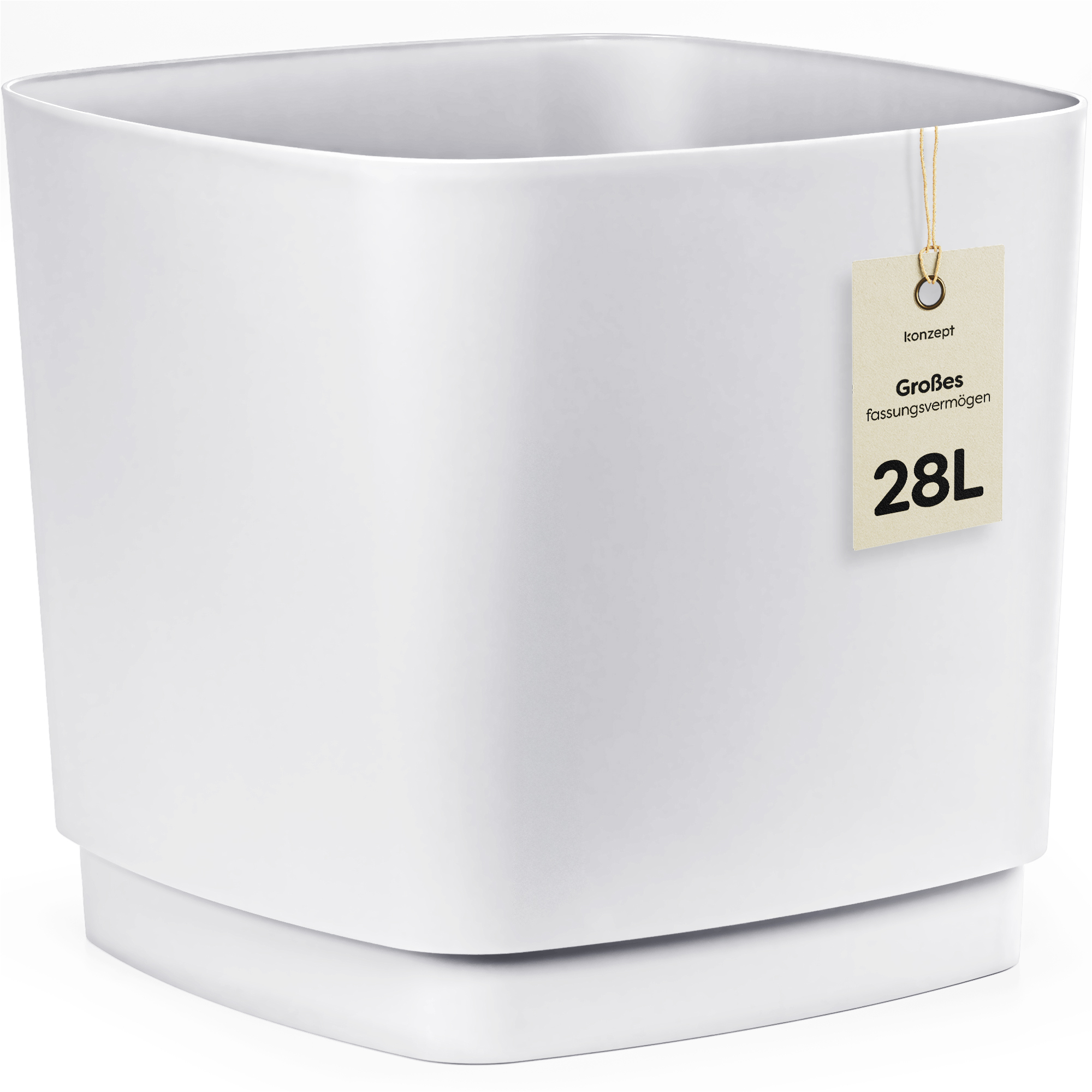 Large Flower Pot For Indoor & Outdoor Use, 34x34cm Rectangular Planter With 28l Capacity, Sturdy Saucer For Houseplants & Orchids
