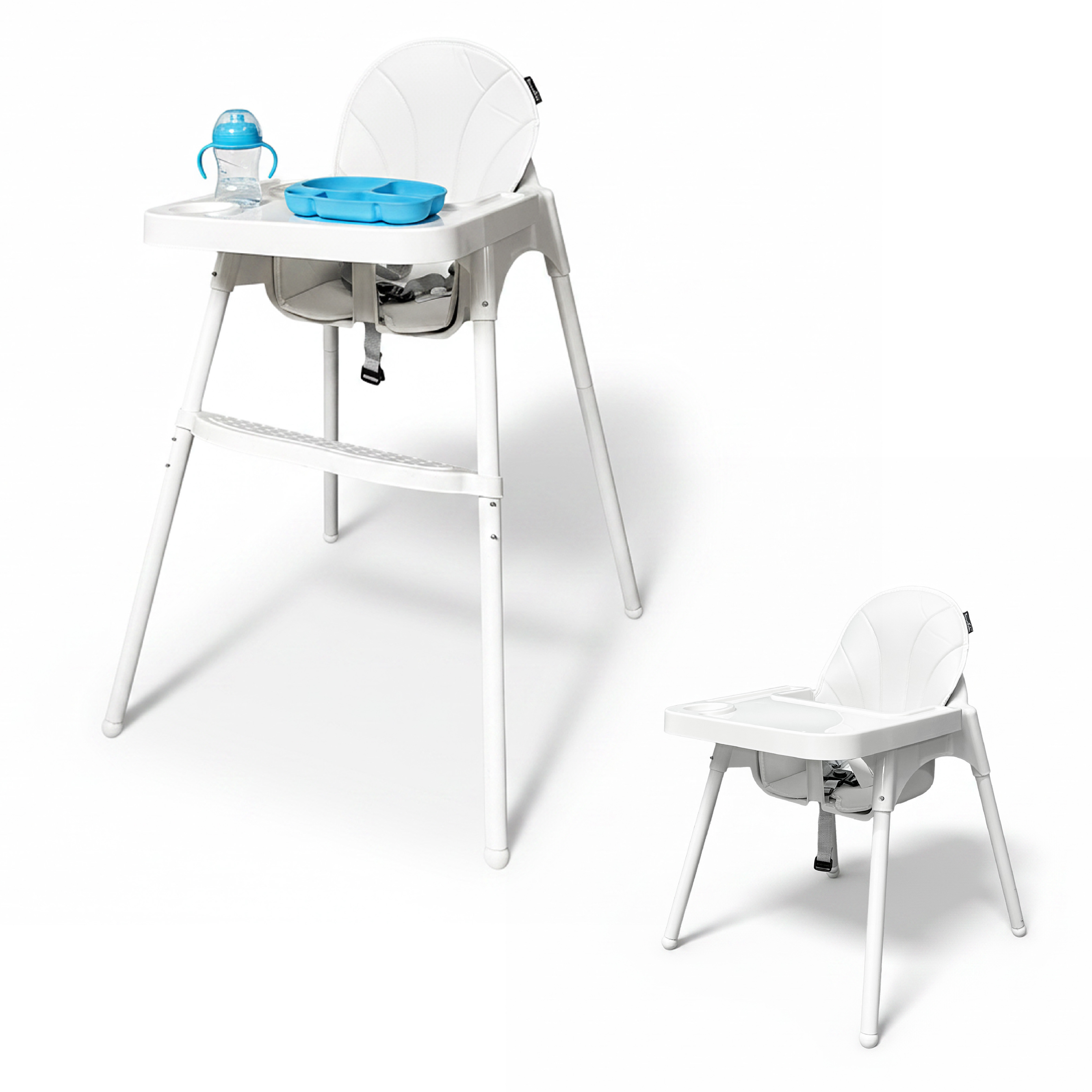 Image of Baroni Toys High Chair For Children, 2 90/66 Cm, Adjustable Tray, Footrest, 3-point Safety Belt, Removable Padded Cover