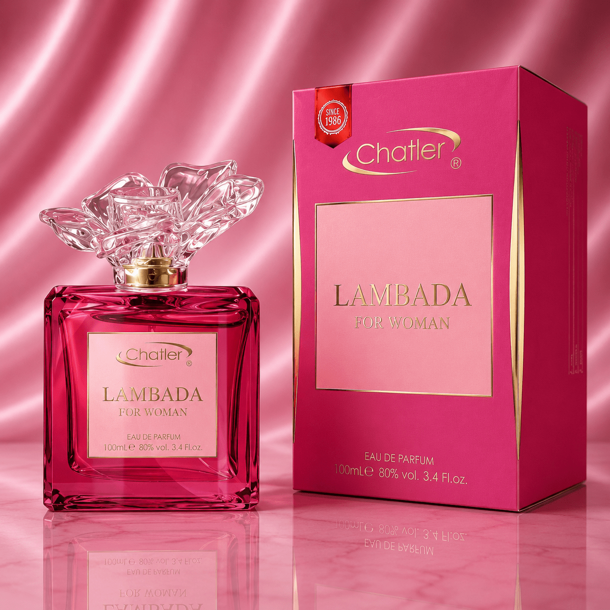E-shop Everlyx - Lambada Parfüm von Chatler Eau De Parfum für Damen 100ml - Blumiger und süßer Duft mit frischen und femininen Noten - Elegantes,