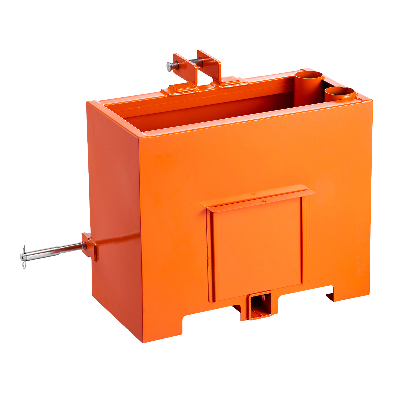 Image of Vevor Ballast Box, 3-point Tractor Ballast Of 800 Lbs Capacity, Standard 2 Inch Hitch Receiver, Heavy-duty Steel 3.2 Ft³ Large Volume Durable Loader Attachment With Sliding Door, Orange