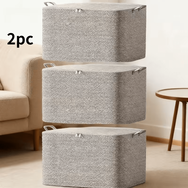 TEMU 2pcs Set Of Large Foldable Storage Boxes With Lids, Suitable For Home And Storage, Made Of Durable Non-woven Fabric, Designed To , Placement