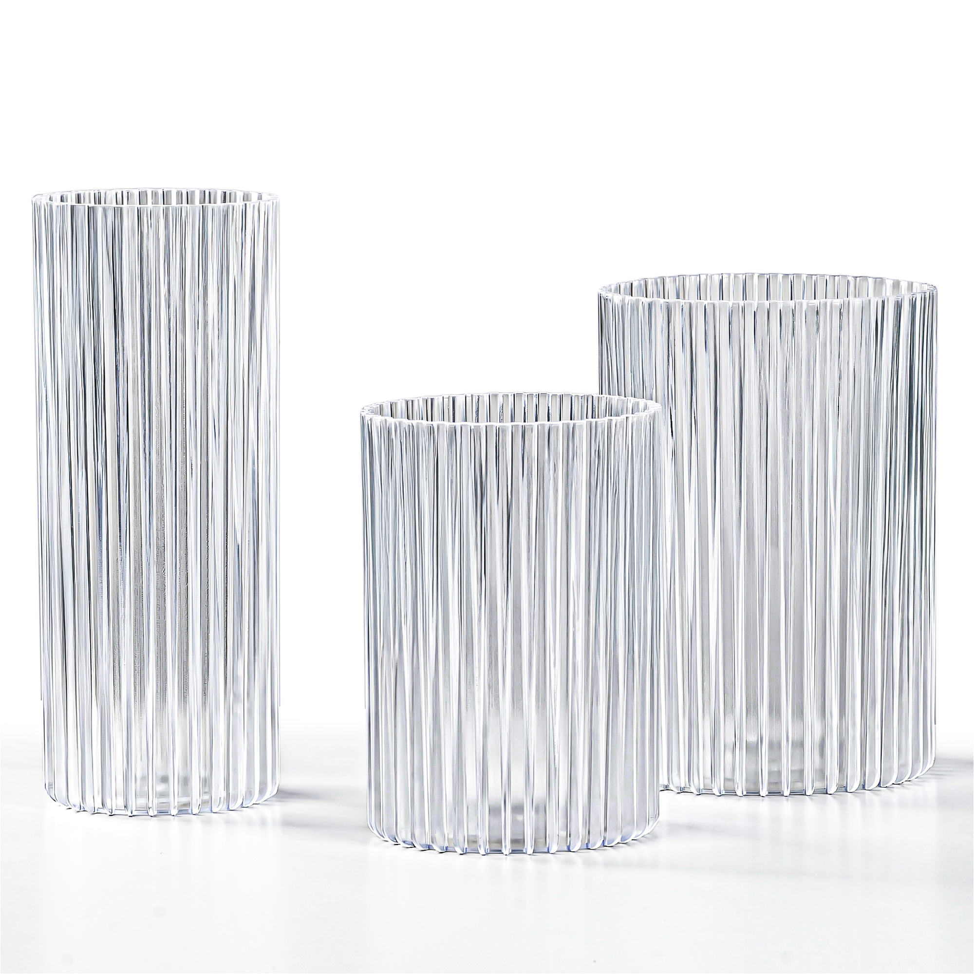 Image of Vase 3pcs Set – Vase, Shatterproof Plastic Cylinder Vases For Flower Arrangements, Wedding Centerpieces, Home Decor (12.3x17.8/10.3x14.8/8.8x21.7 Cm)