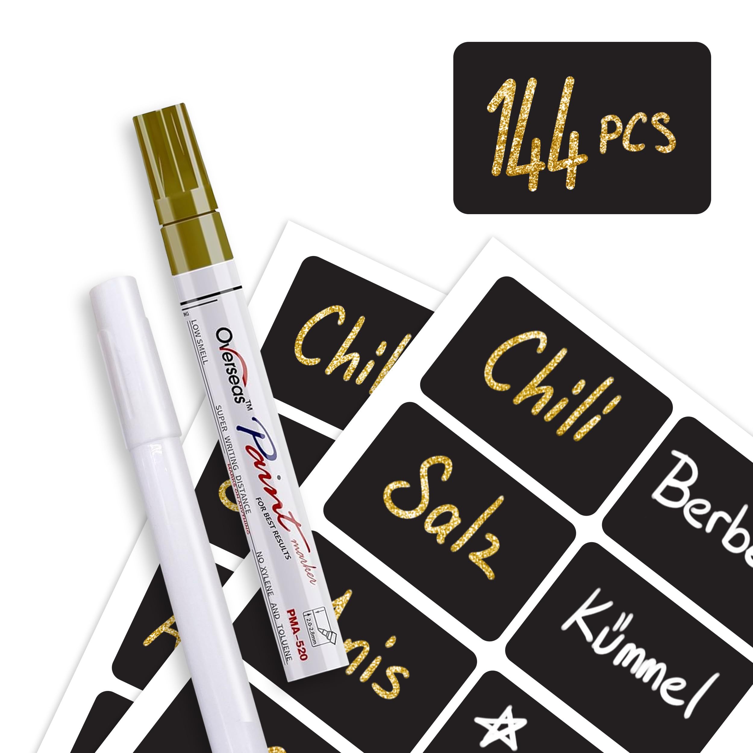 Colortouch Self-adhesive Chalkboard Labels, 144-pack Waterproof Rectangle Chalkboard Stickers With 2 Erasable Chalk Markers, Wipeable Kitchen Organizer Labels For Jars, Bottles, Spice Racks, 6 X 4 Cm