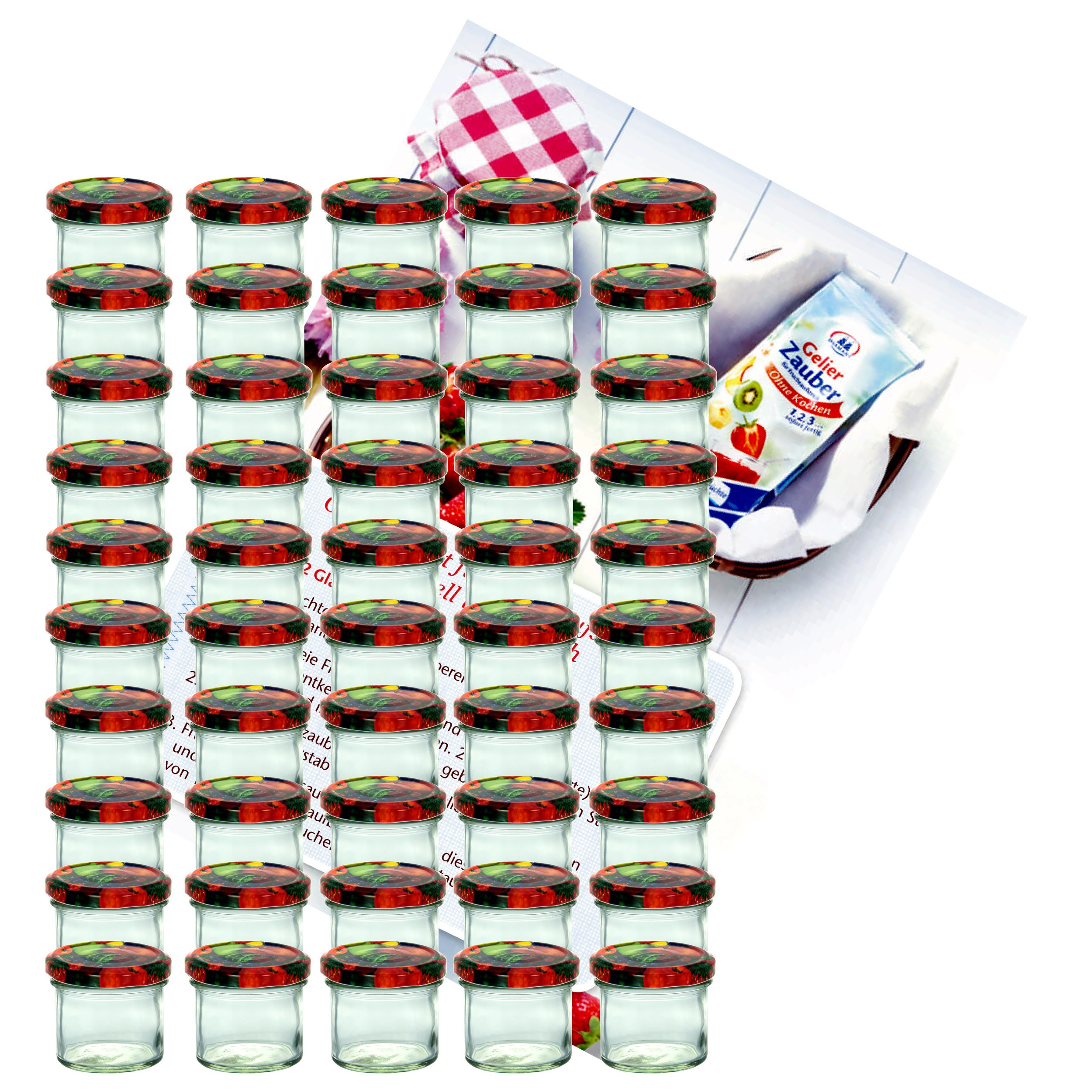 1950s Style Tumblers 125 Ml Canning Jar + To 66 Fruit Decoration Lid + Recipe Booklet