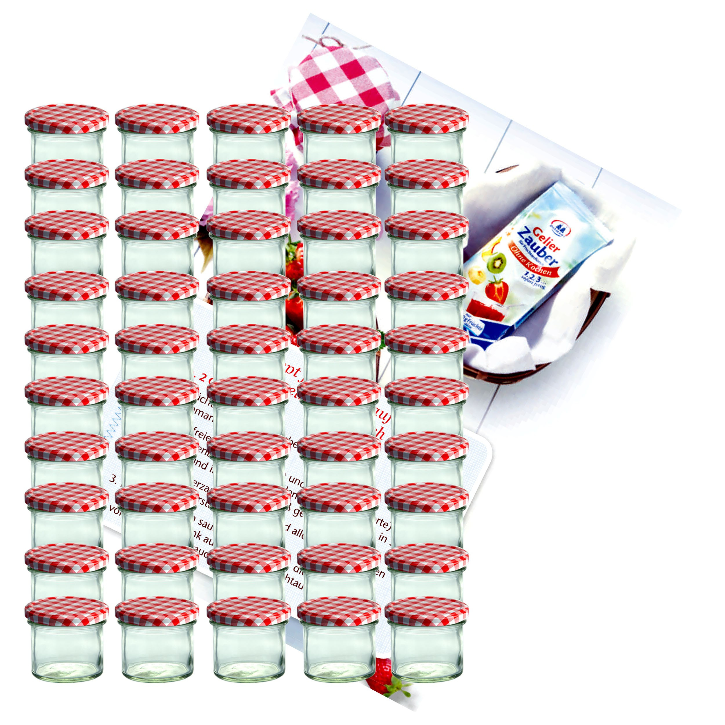 1950s Style Tumblers 125 Ml Preserving Jar + Red Checkered Lid To 66 + Recipe Booklet