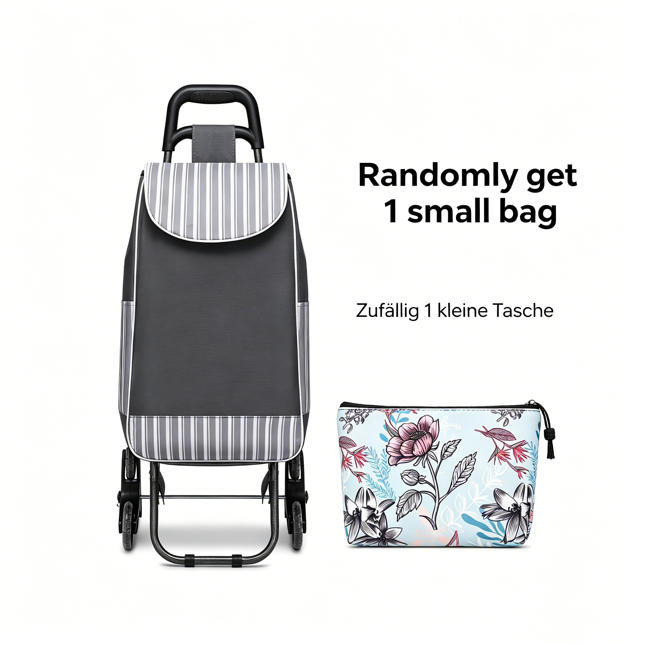 Image of 1pc Of Kono Shopping Trolley Sturdy 2-in-1 Foldable Shopping Trolley Multifunctional Stair Climbing Trolley With 3