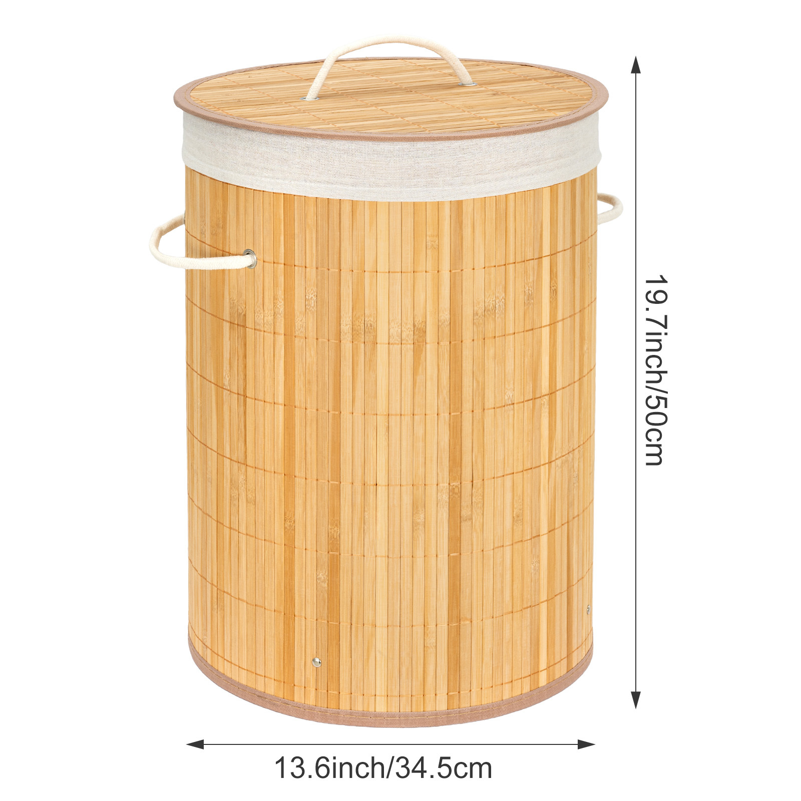 Image of 45-liter Bamboo Laundry Basket With Large Capacity, Foldable And Portable, With Handles And A Lid, Ideal For Space In Bedrooms, Bathrooms, Laundry Rooms, And Suitable For Home Use Or Commercial