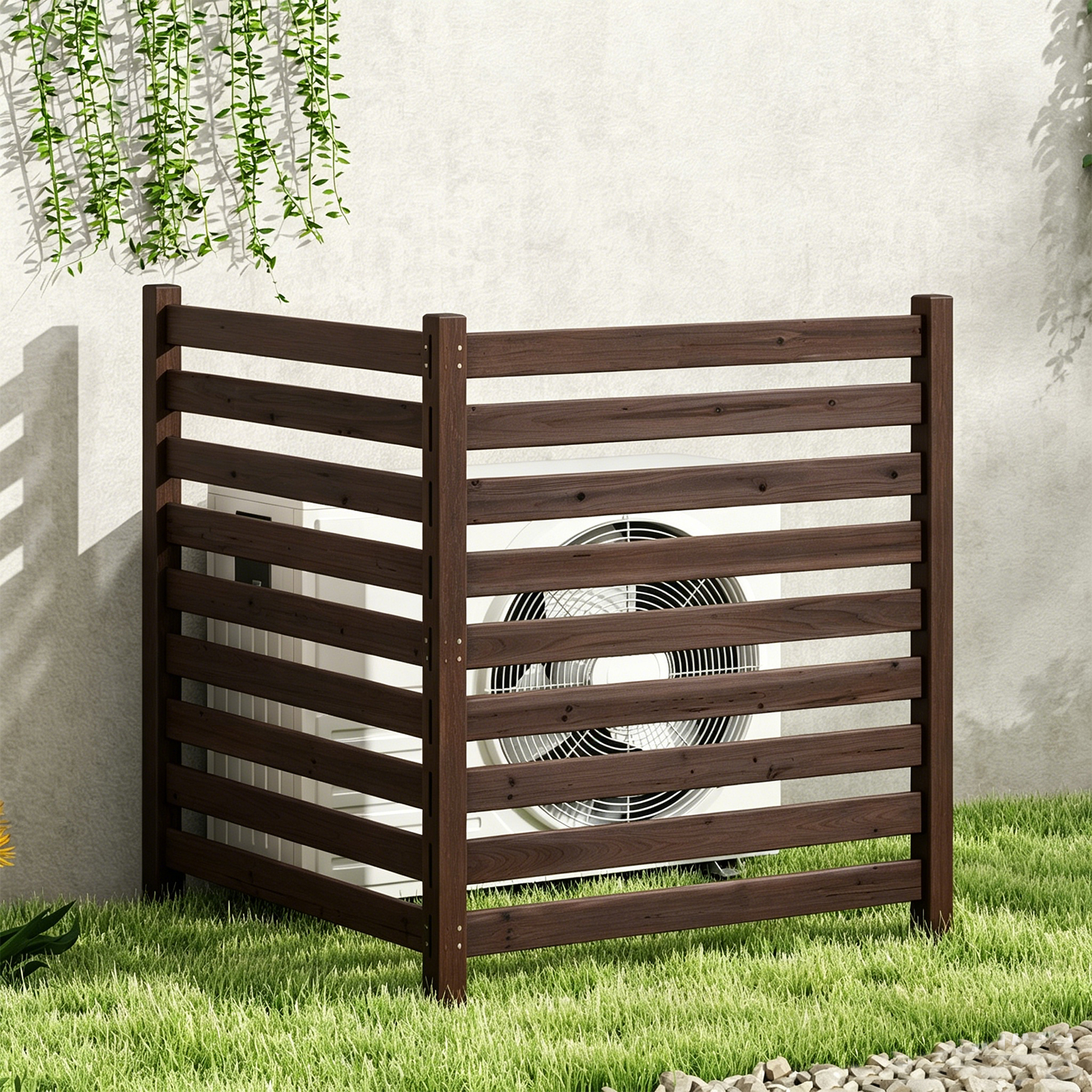 2-piece Garden Fence, 98 X 107 Cm Freestanding Privacy Fence, Decorative Plug-in Fence For Air Conditioners, Pool Equipment Garbage Cans