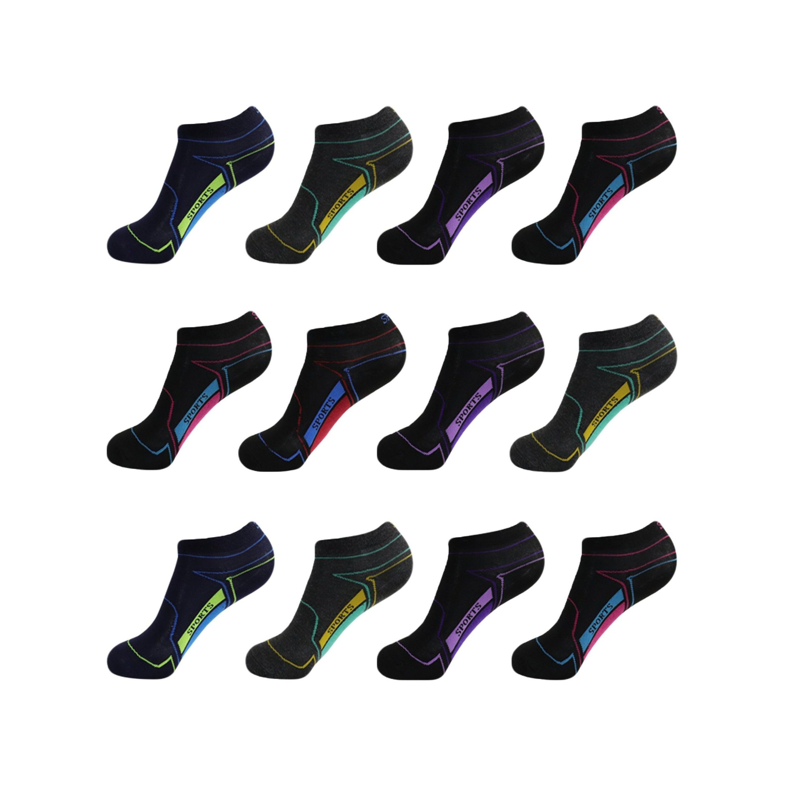 Image of 12 Pairs Of Women's Cotton , Casual Sport Ankle Socks, Short Socks