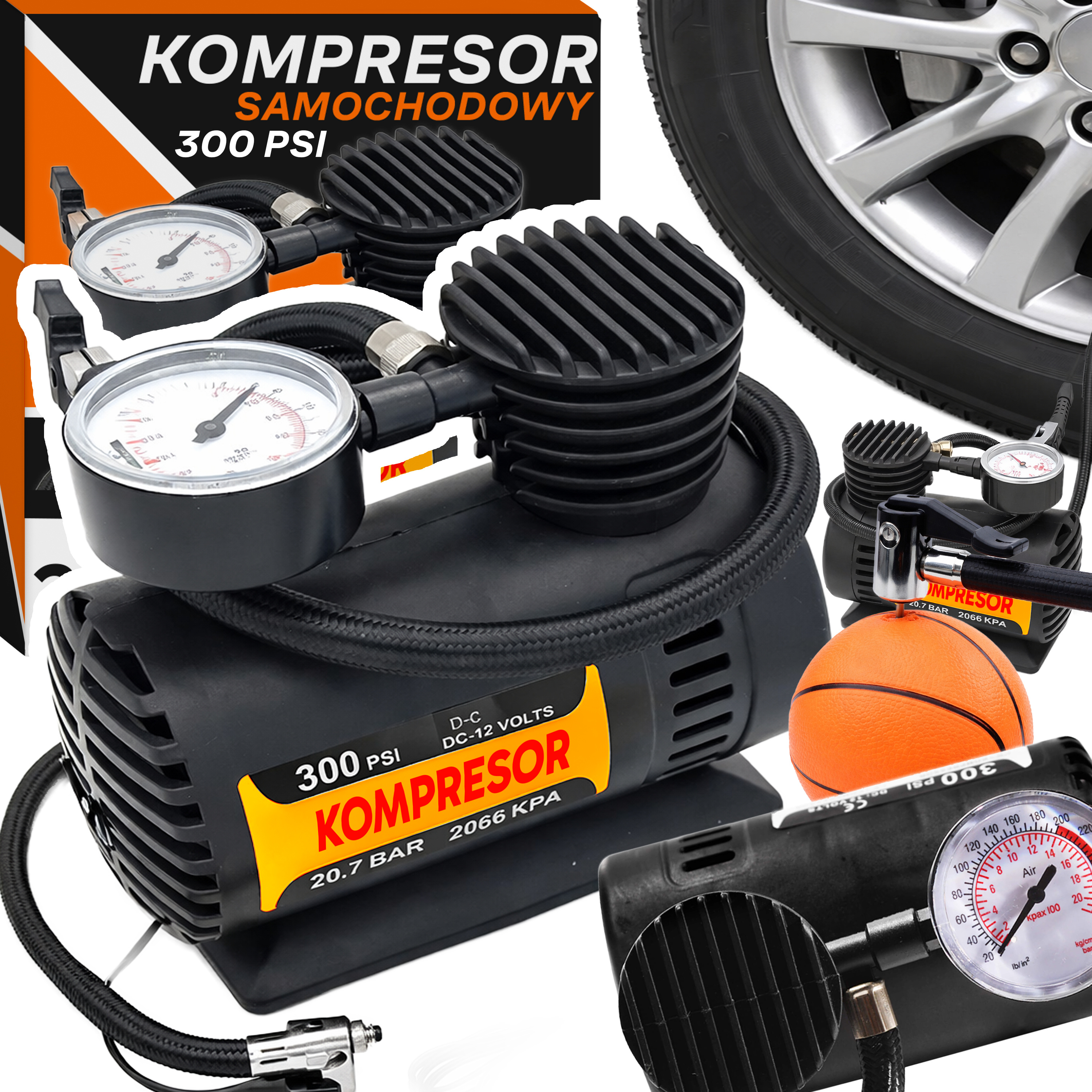 TEMU COMPRESSEUR DE VOITURE POMPE À AIR 300 PSI 12V 3 BUSES POUR MOTO AUTO