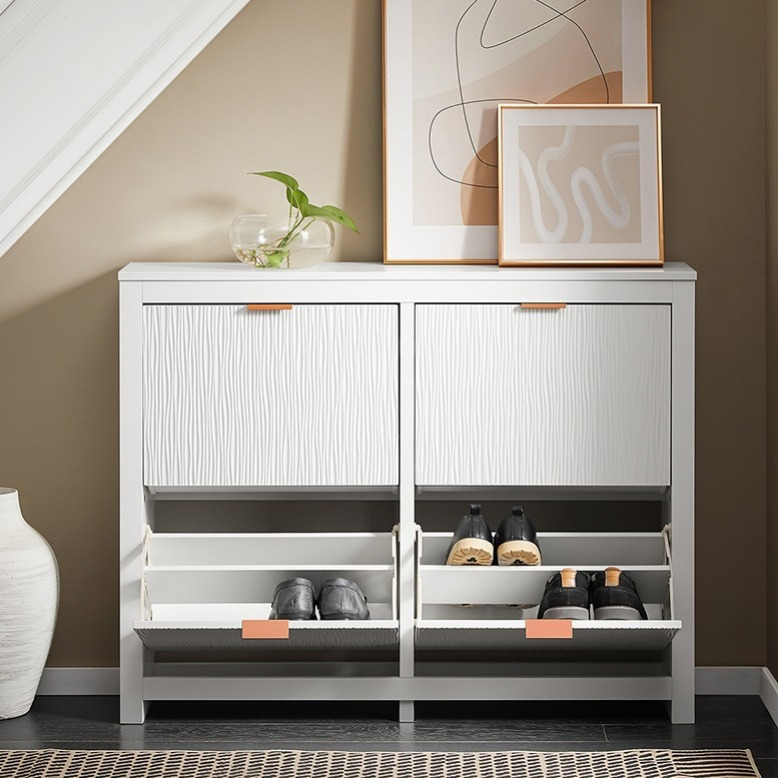 TEMU Zapatero mueble zapatos entrada armario zapatos 4 puertas zapatero de gran capacidad con 4 puertas y 8 compartimentos para 16 en pasillo entrada