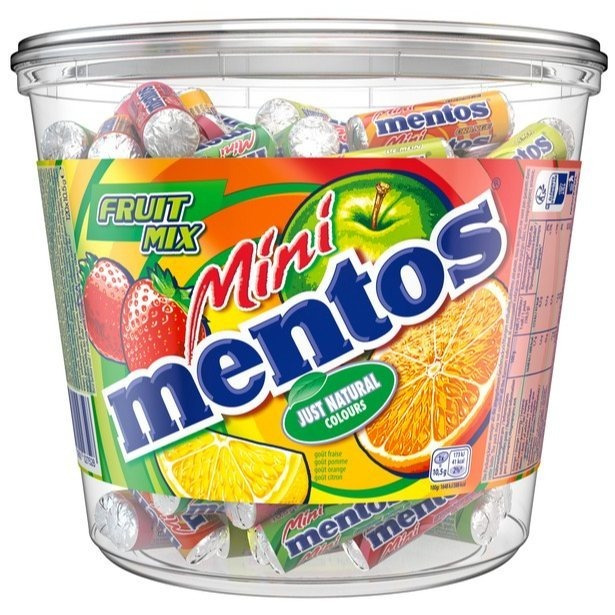 1 Box Mentos Fruit Mix Mini 120 X 10.5g Chewy Drops With Fruit Flavor, Individually Wrapped