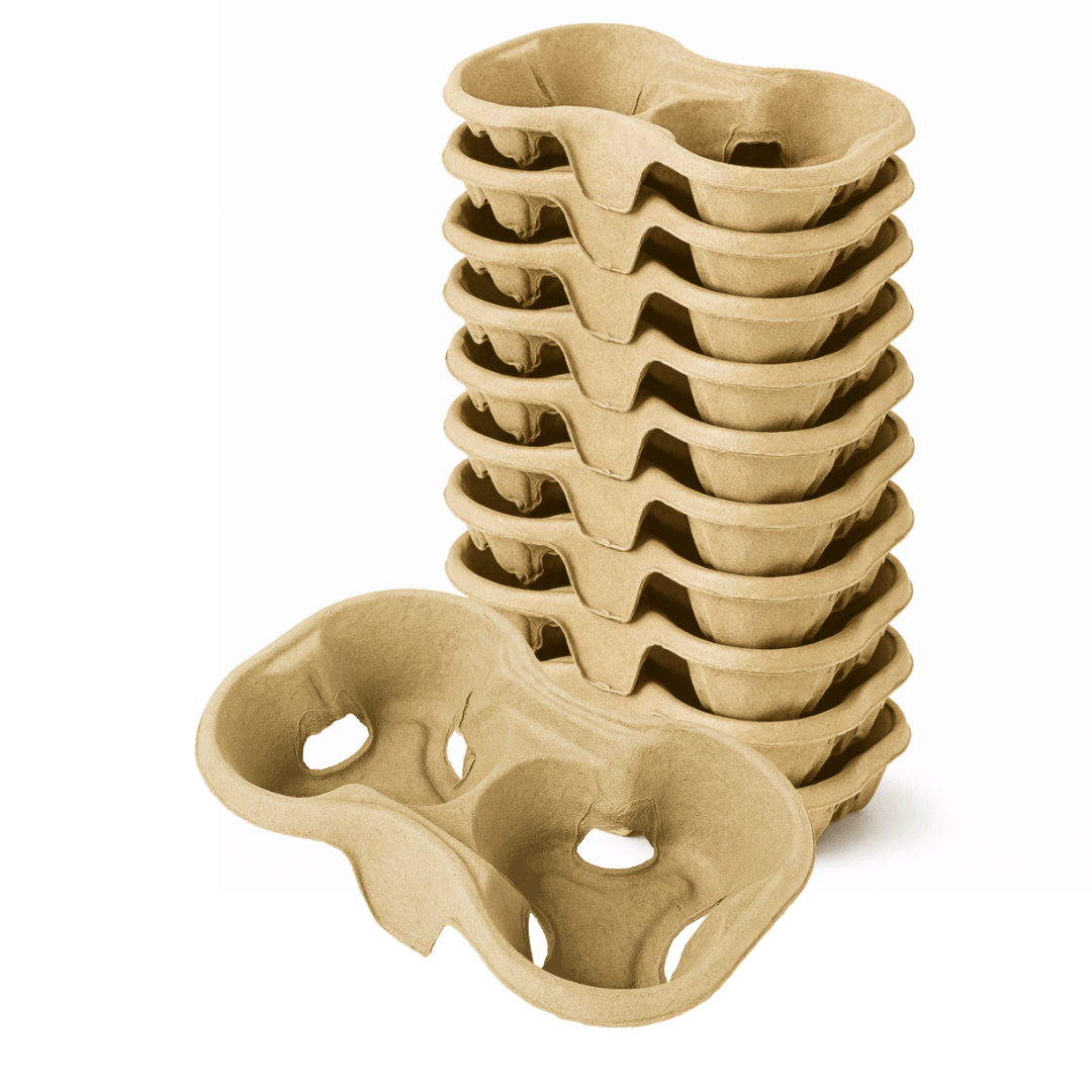 Image of Cup Holder 2pcs Made Of Paper - Stable Coffee Cup Holder To Go For & - Beverage Holder & Carrying Aid , Bakery & Delivery Service - Paper-based Packaging