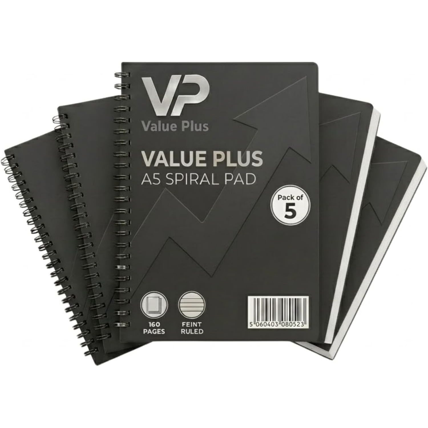 TEMU Value Plus Executive A5 Plus 160 Pages Ruled And Margin Spiral Pad (pack Of 5)