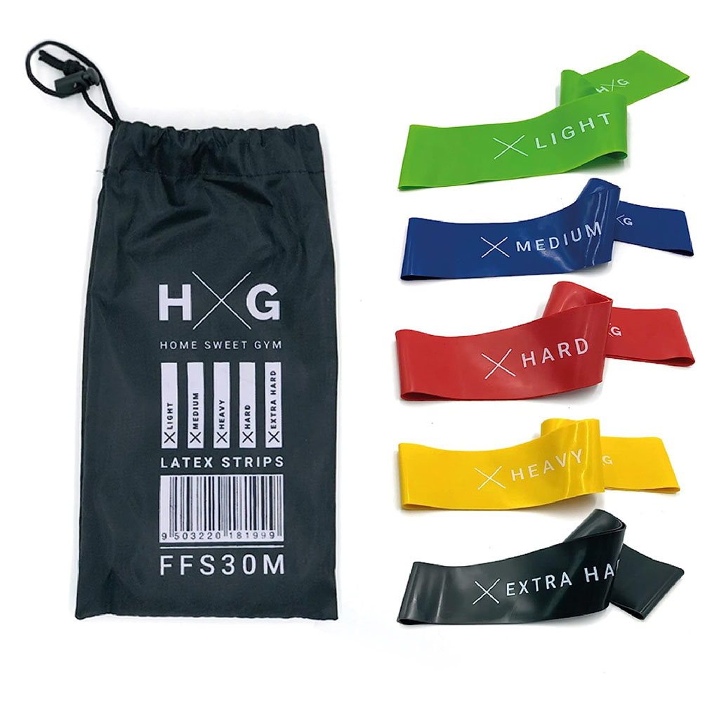 TEMU HxG Kit 5 Bandas Elásticas Fitness – Cintas de Resistencia en Látex con 5 Niveles, para Glúteos, Piernas y Brazos + Bolsa Transporte