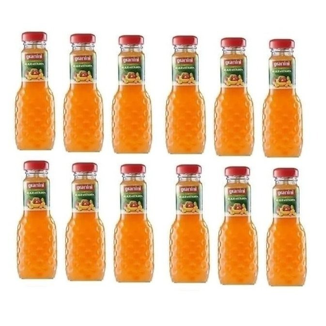 Image of 12 Bottles Of 200ml Granini Multivitamin In Reusable Deposit Glass Bottles For Multi-purpose Drinking Enjoyment