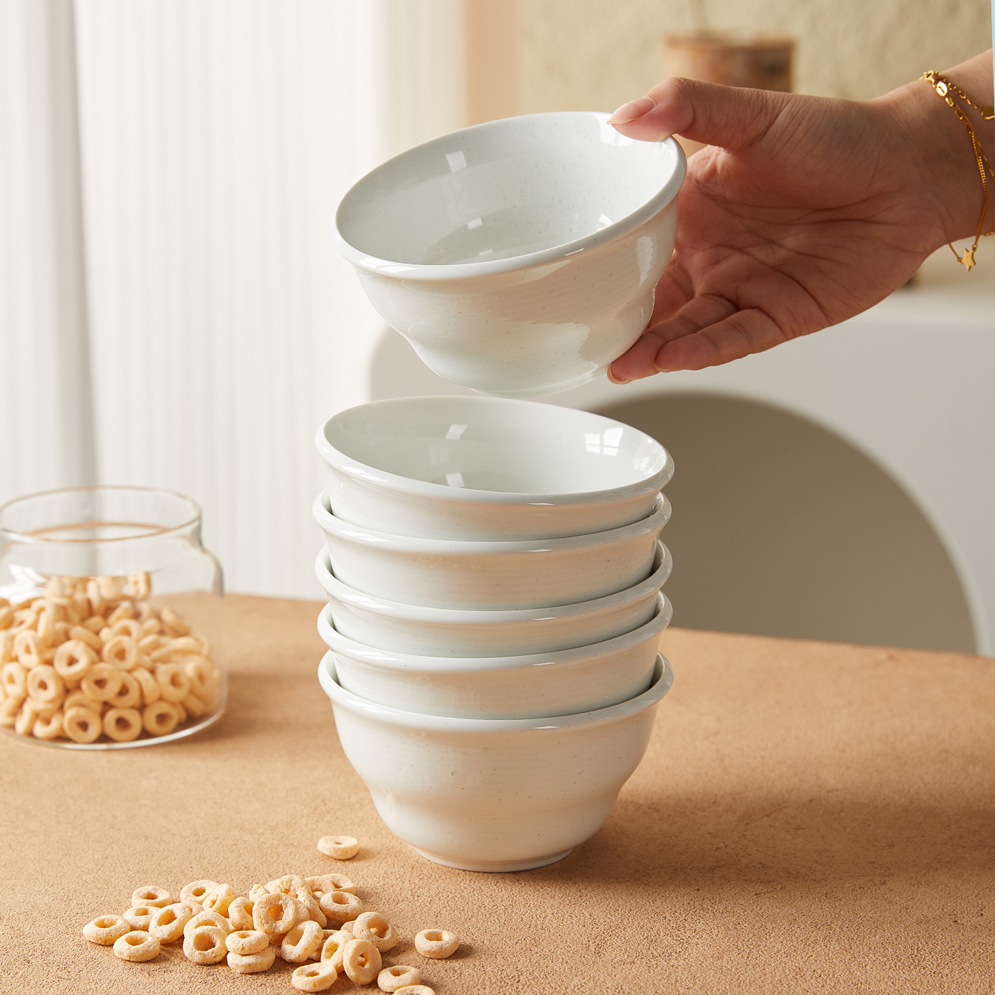 TEMU 6pcs, 4.5 Inches, Ø11.7cm, 380ml, Dinner Set, Ceramic Bowl Set, Bowl, Snack Bowl, Dessert Bowl, Kitchen Accessories, Suitable For Restaurants,
